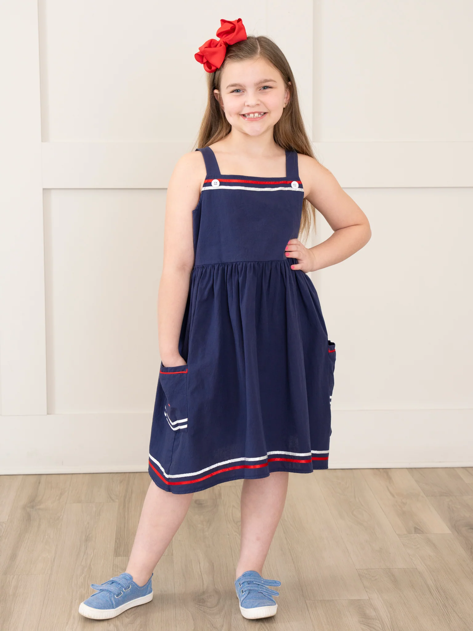 Navy Star Spangled Pocket Dress - Image 7