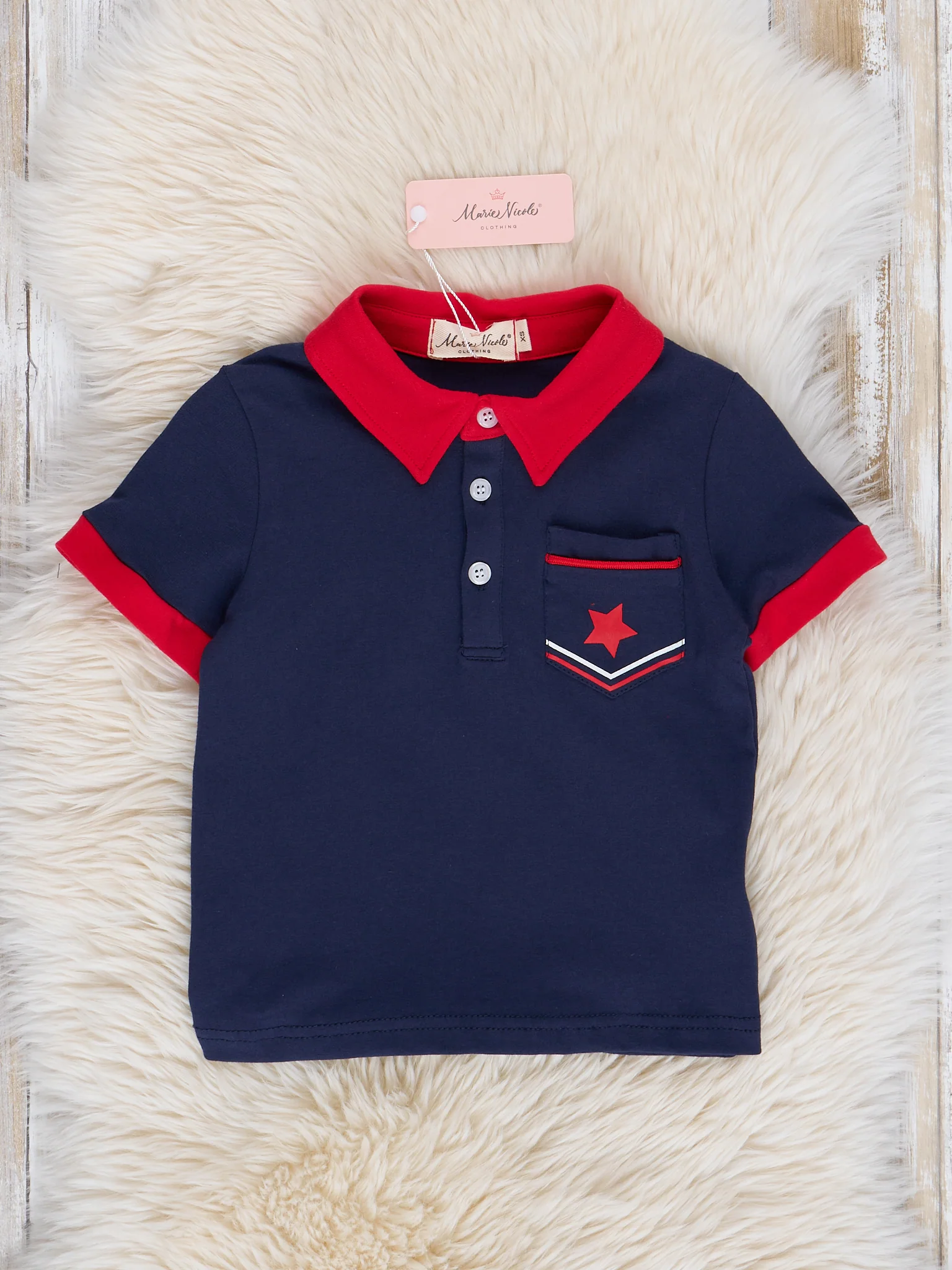 Navy Star Spangled Pocket Polo Shirt