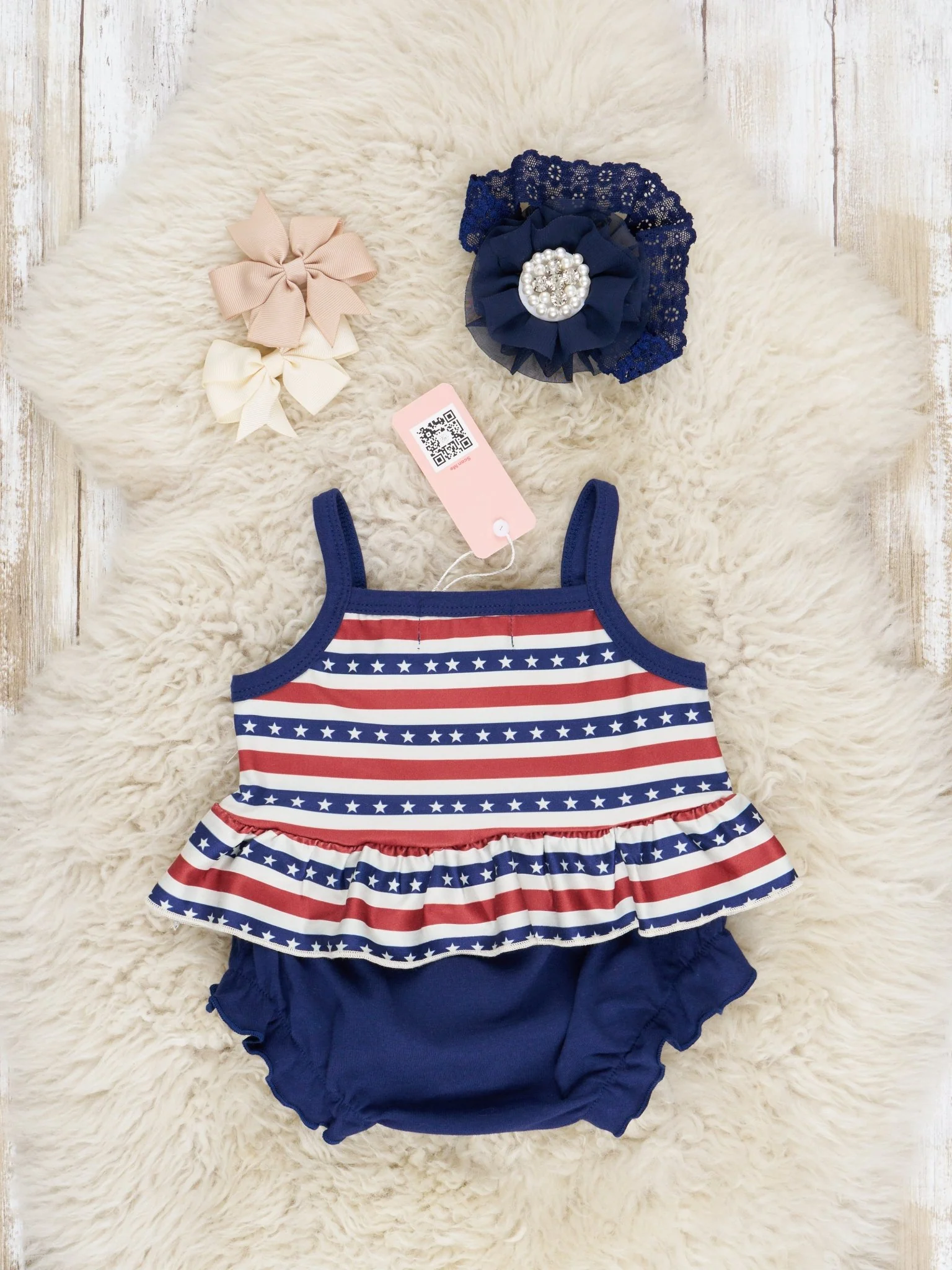 Navy Stars & Stripes Bloomers Outfit - Image 3