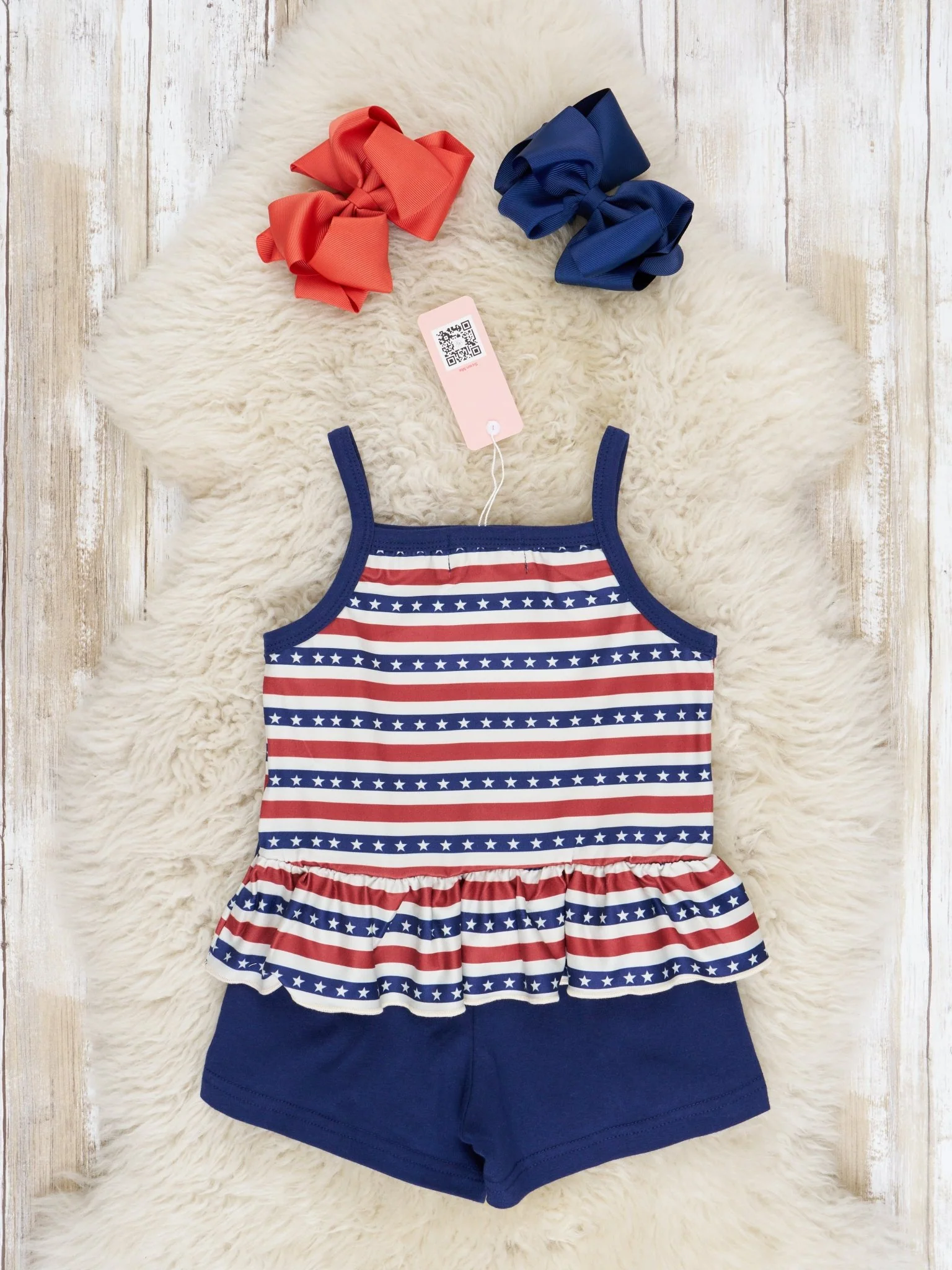Navy Stars & Stripes Ruffle Outfit - Image 3