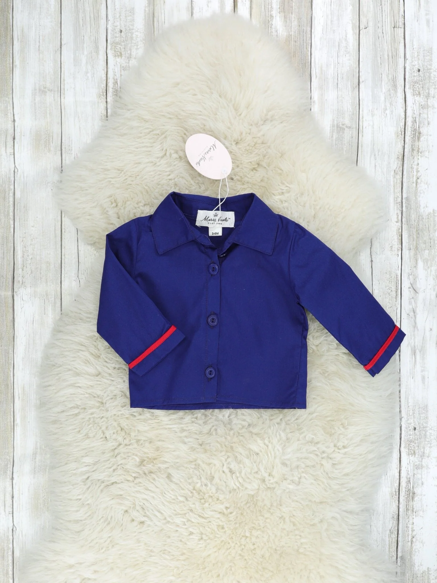 Navy Stocking & Red Gingham Smocked Romper - Image 2