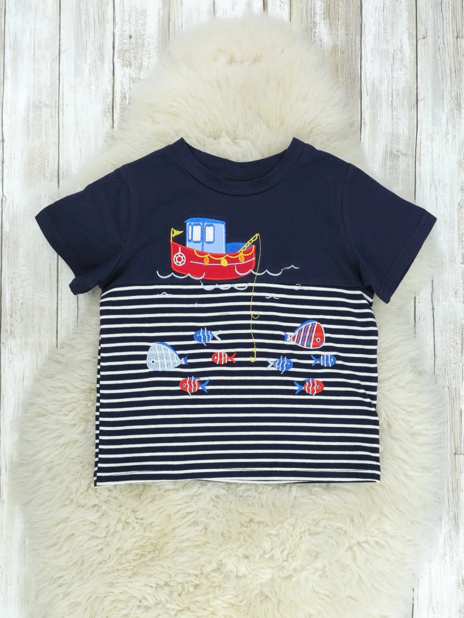 Navy Striped Fishing Shirt