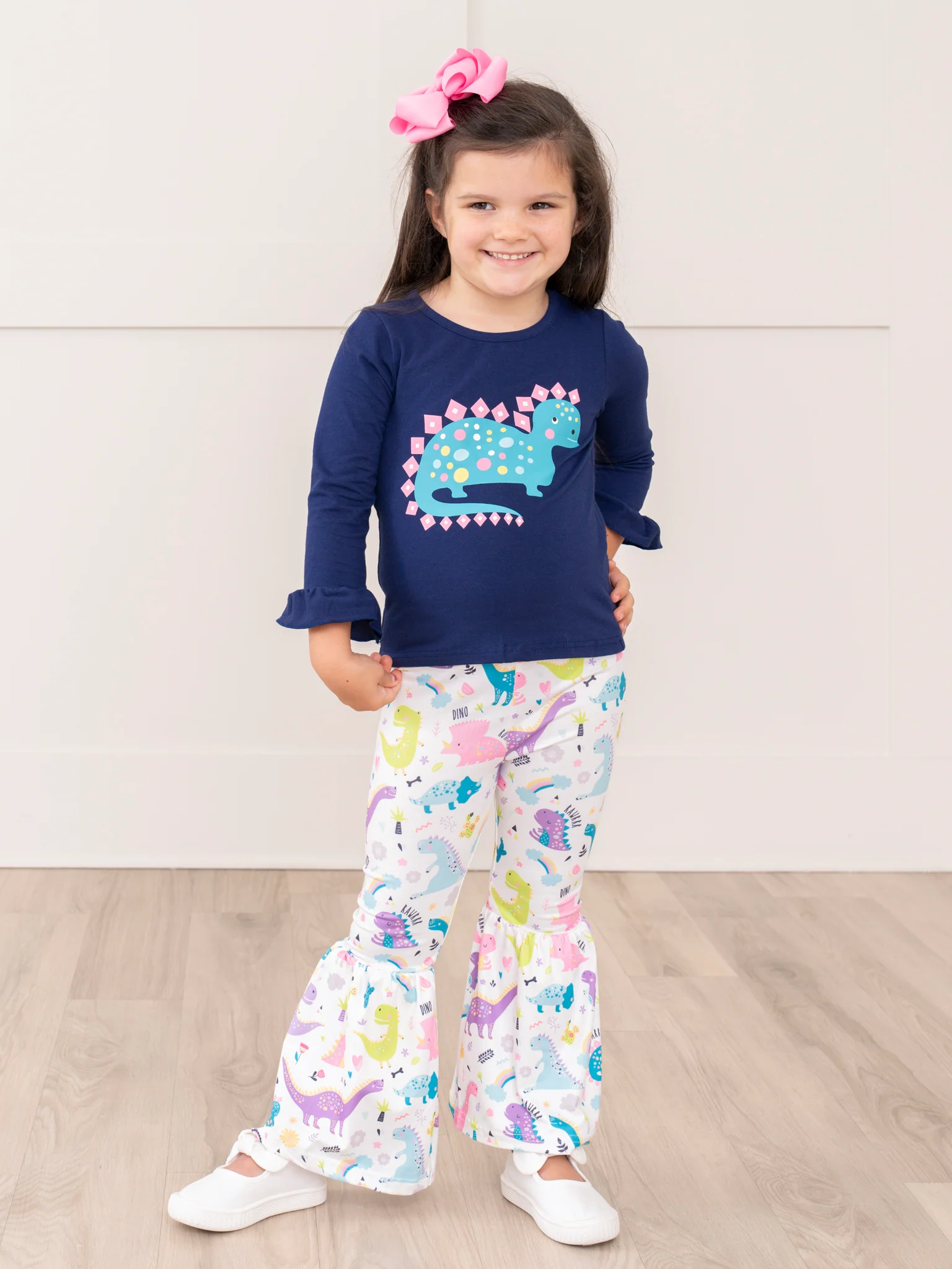 Navy & Teal Brontosaurus Bell Bottom Outfit