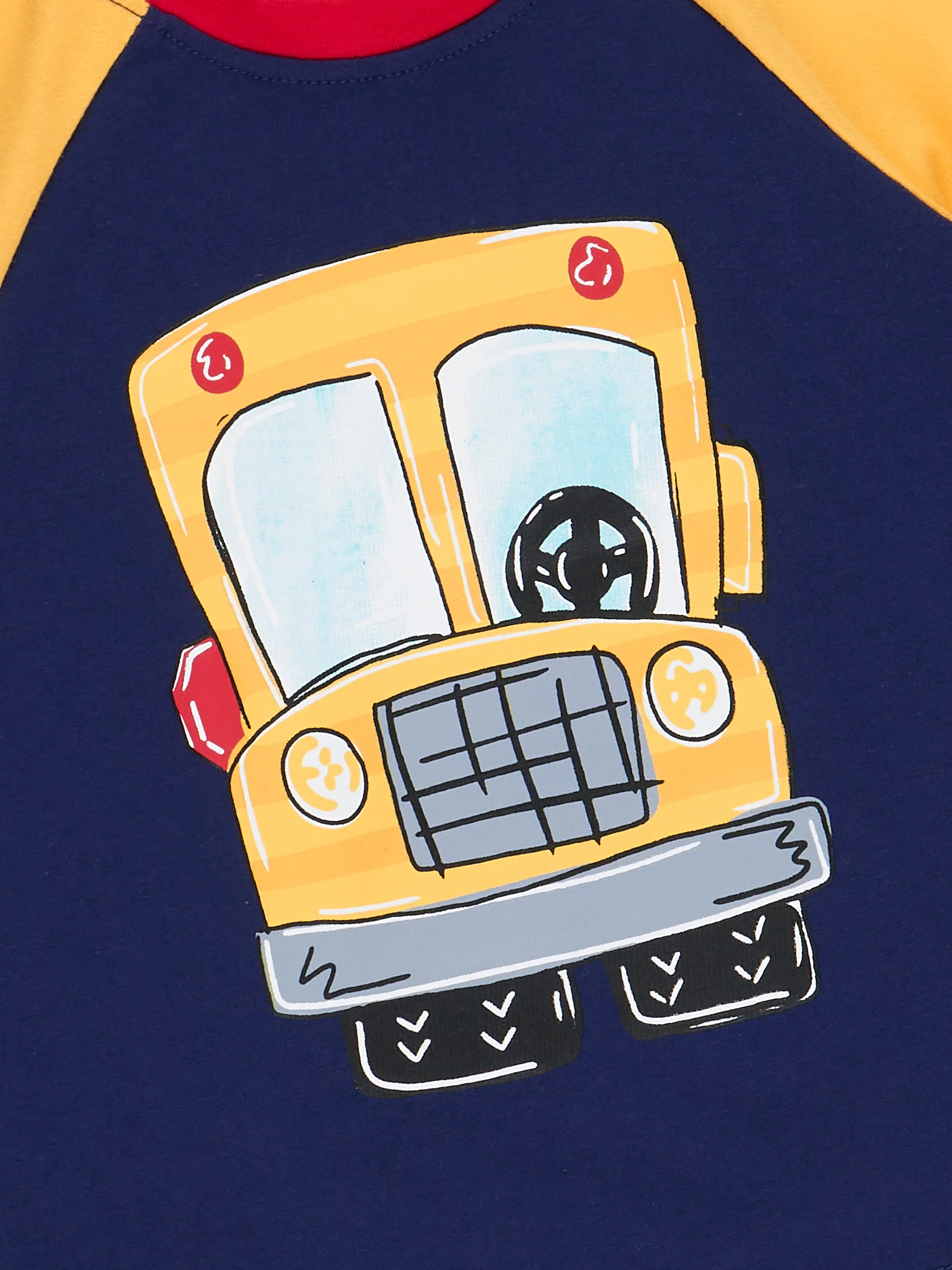 Navy Wheels on the Bus Raglan Top - Image 3