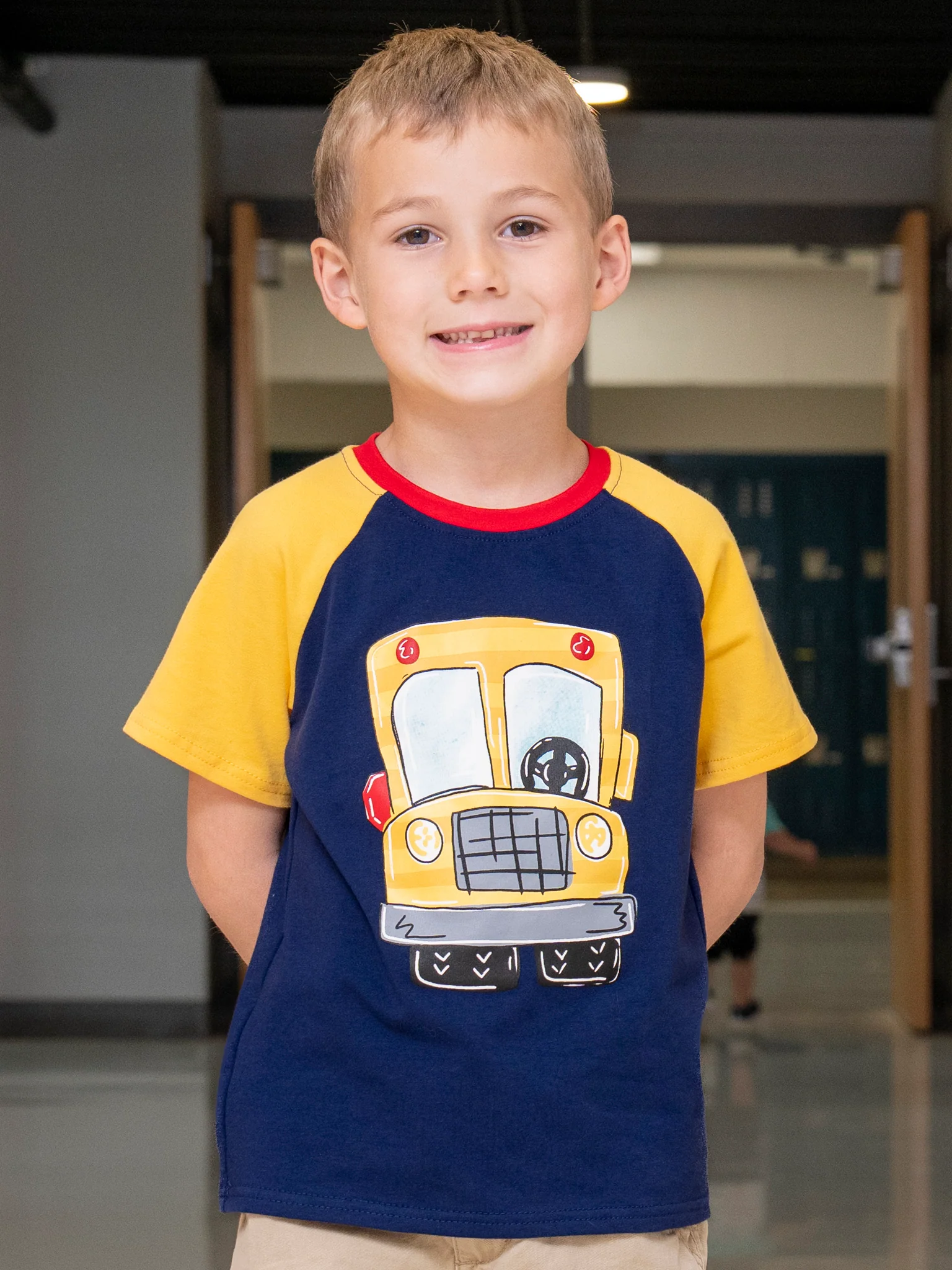 Navy Wheels on the Bus Raglan Top - Image 4