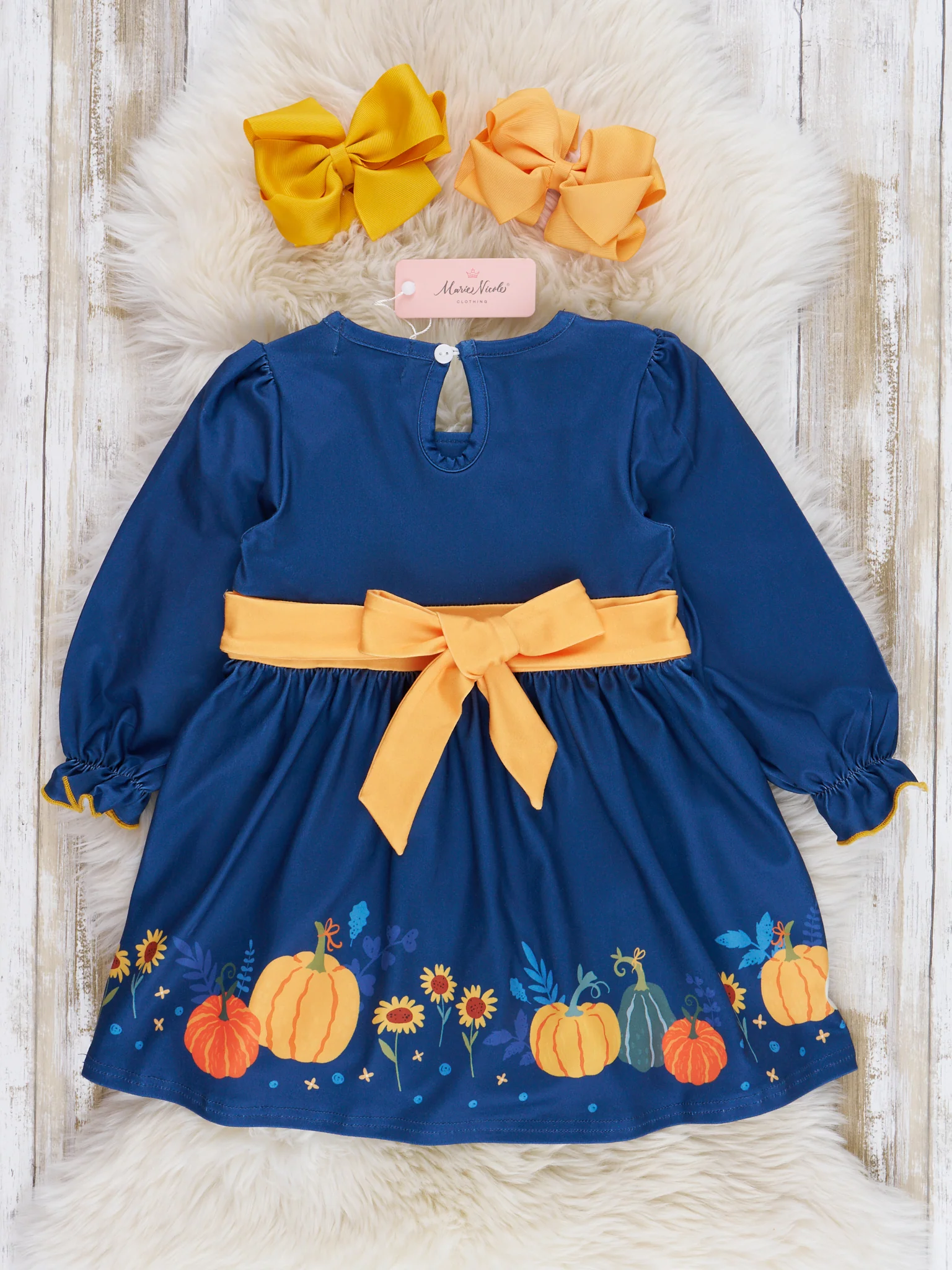 Navy & Yellow Gourds Ruffle Dress - Image 2