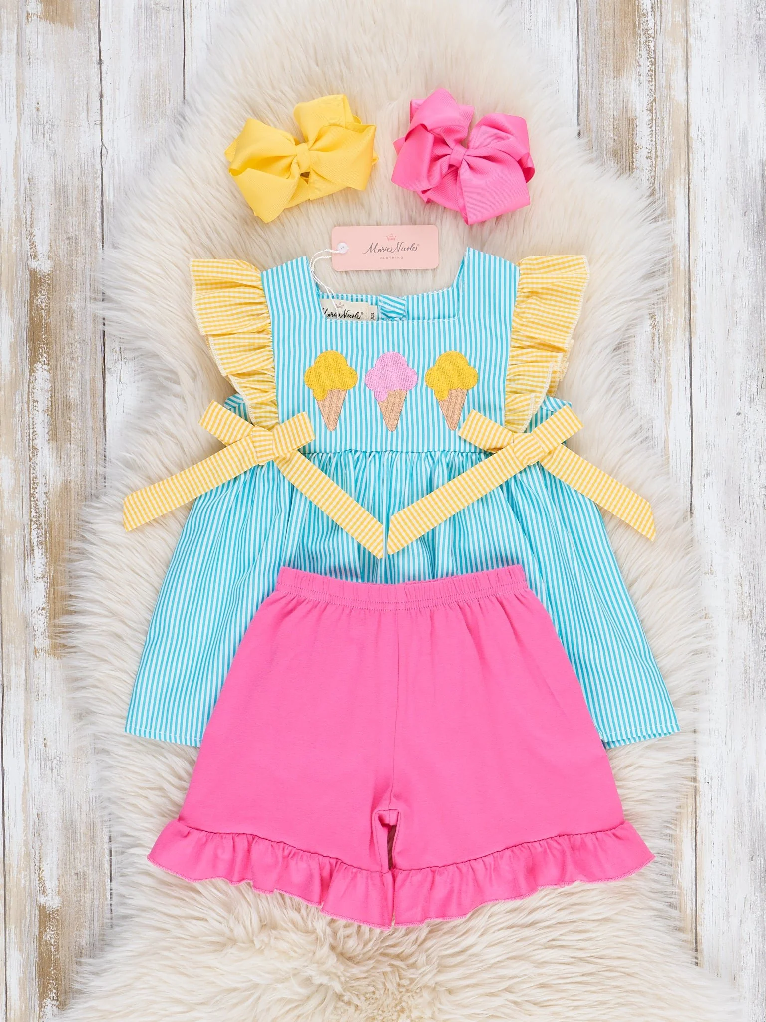 Neon Ice Cream Cones Ruffle Outfit - Image 3