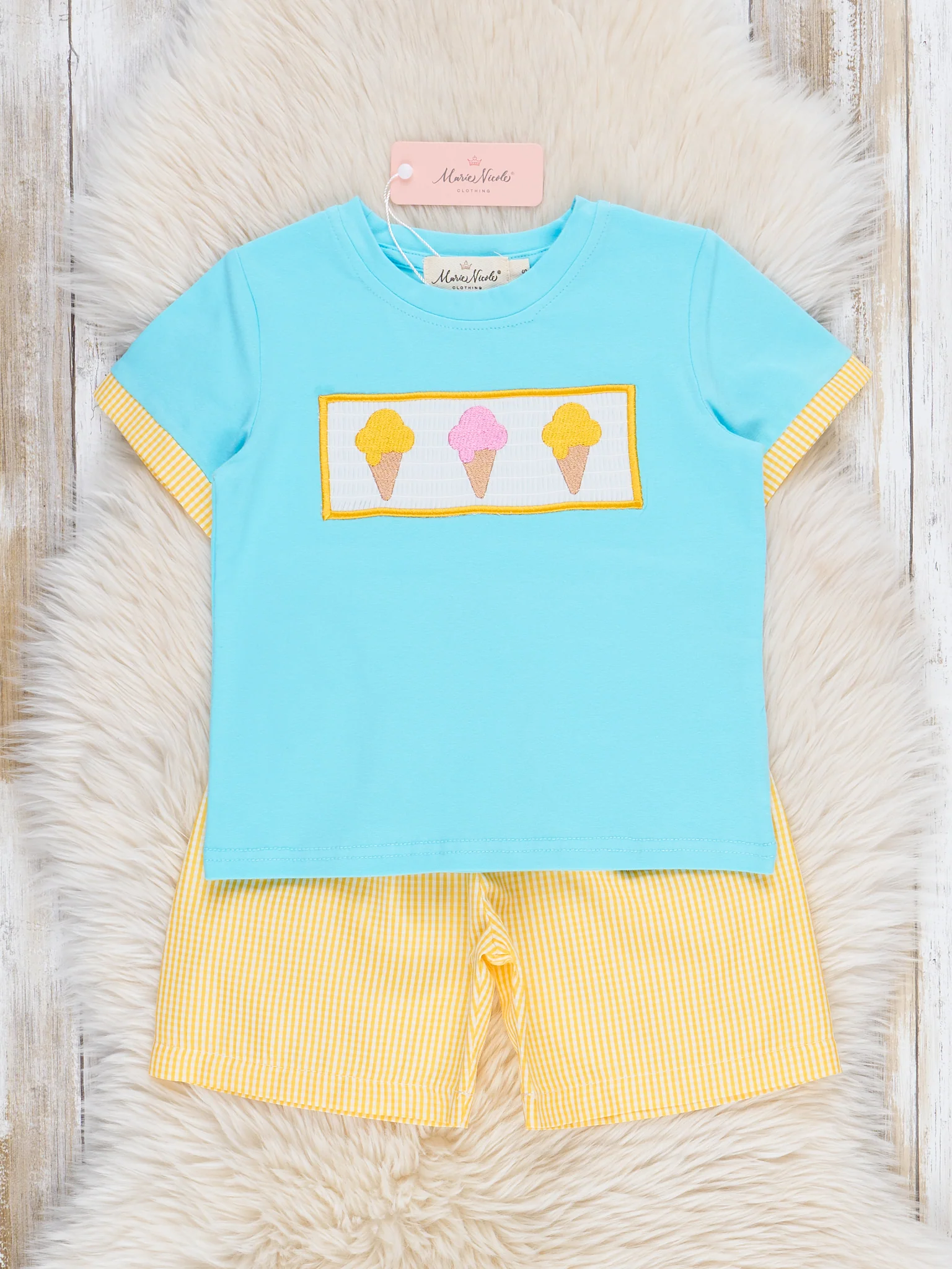Neon Ice Cream Cones Smocked Outfit