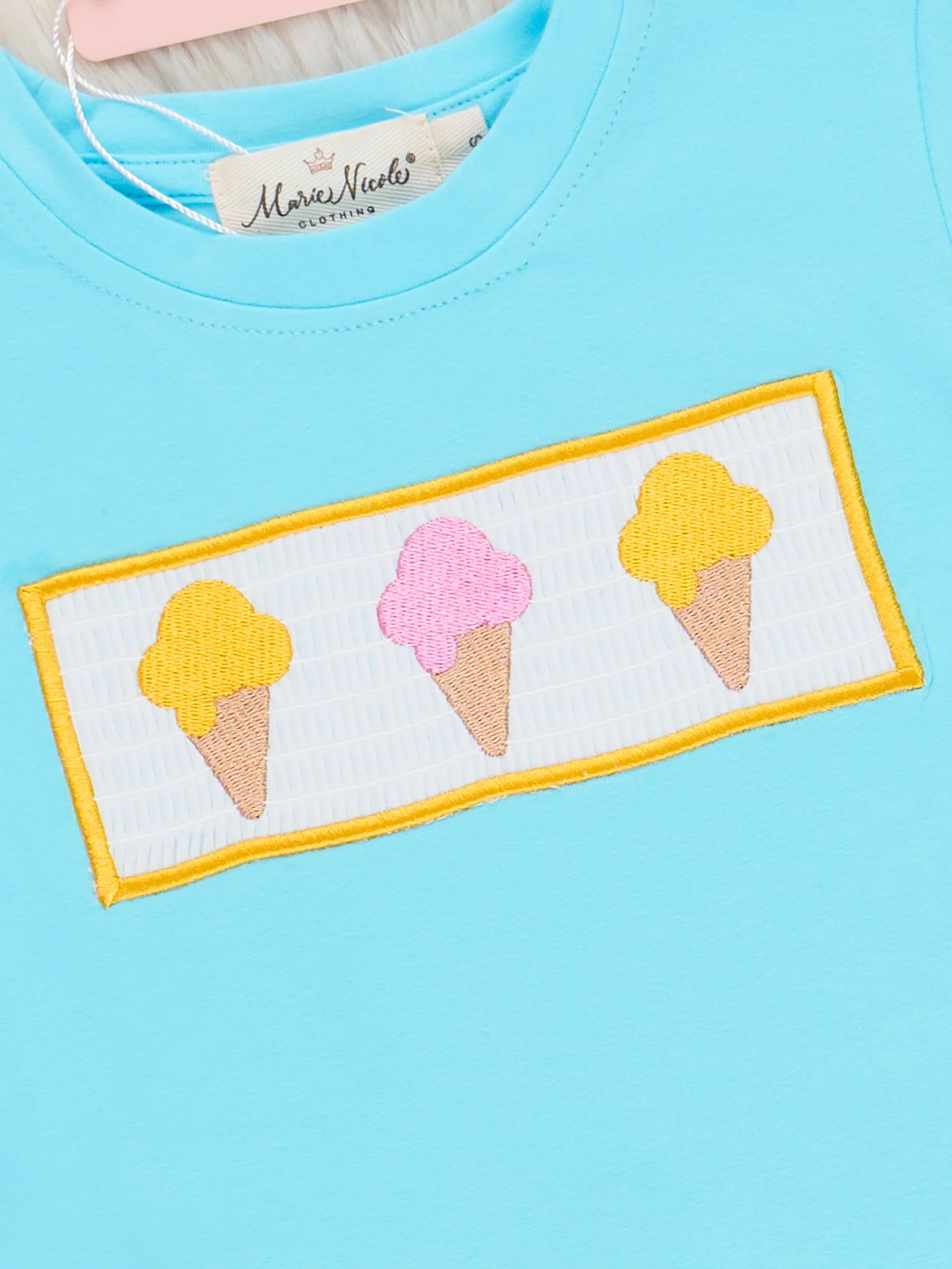 Neon Ice Cream Cones Smocked Outfit - Image 3