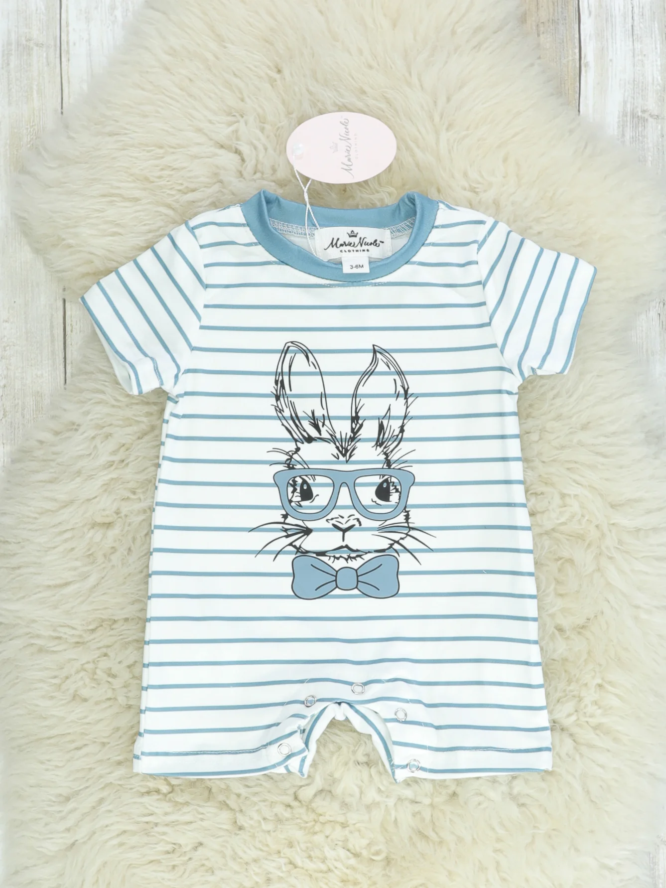 Nerdy Bunny Striped Romper