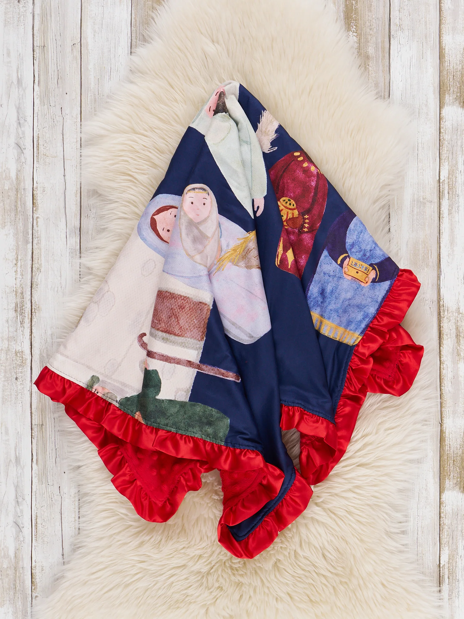 Night of Nativity Ruffle Minky Blanket