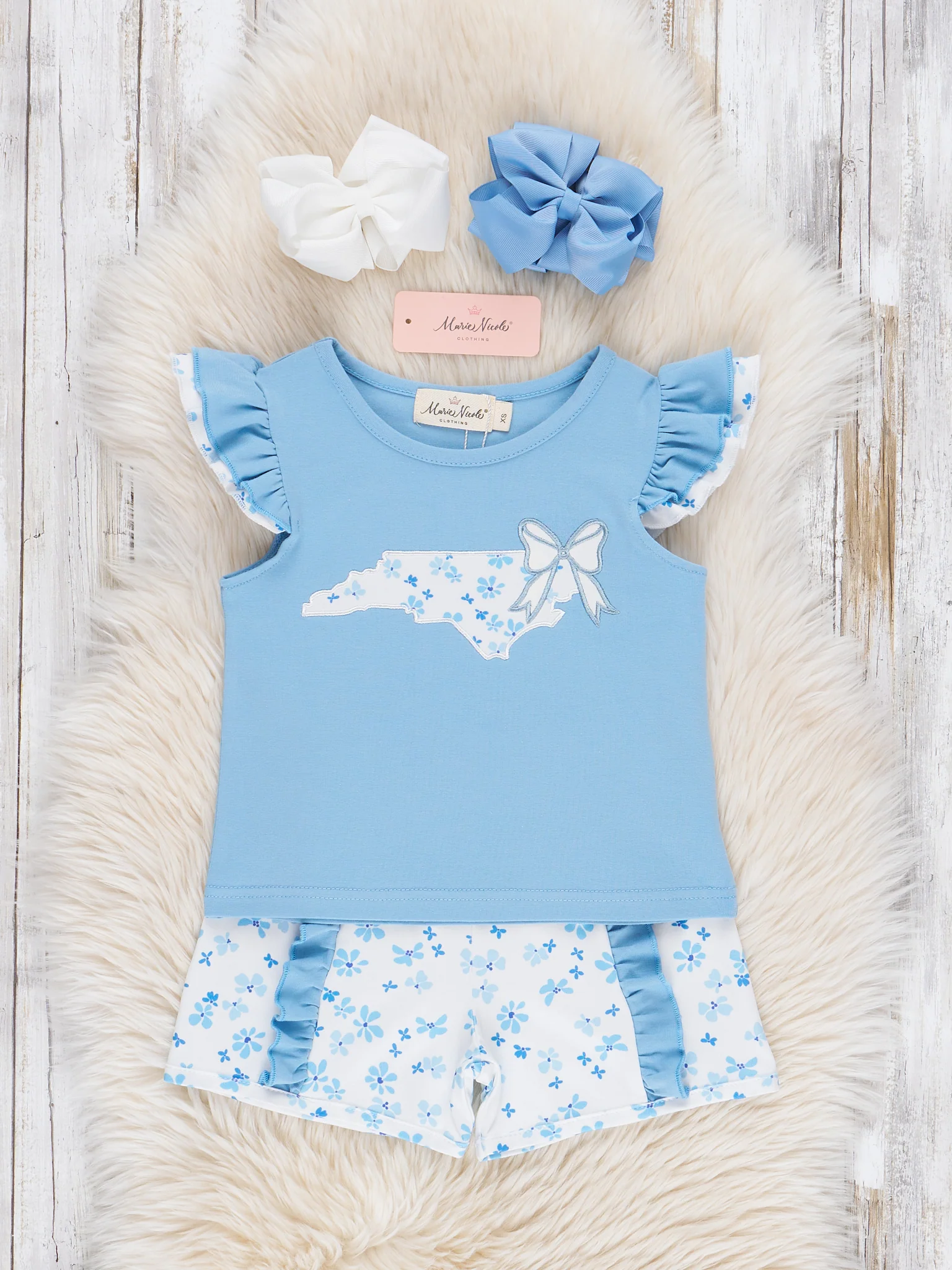 North Carolina Embroidered Floral Ruffle Outfit - Image 2