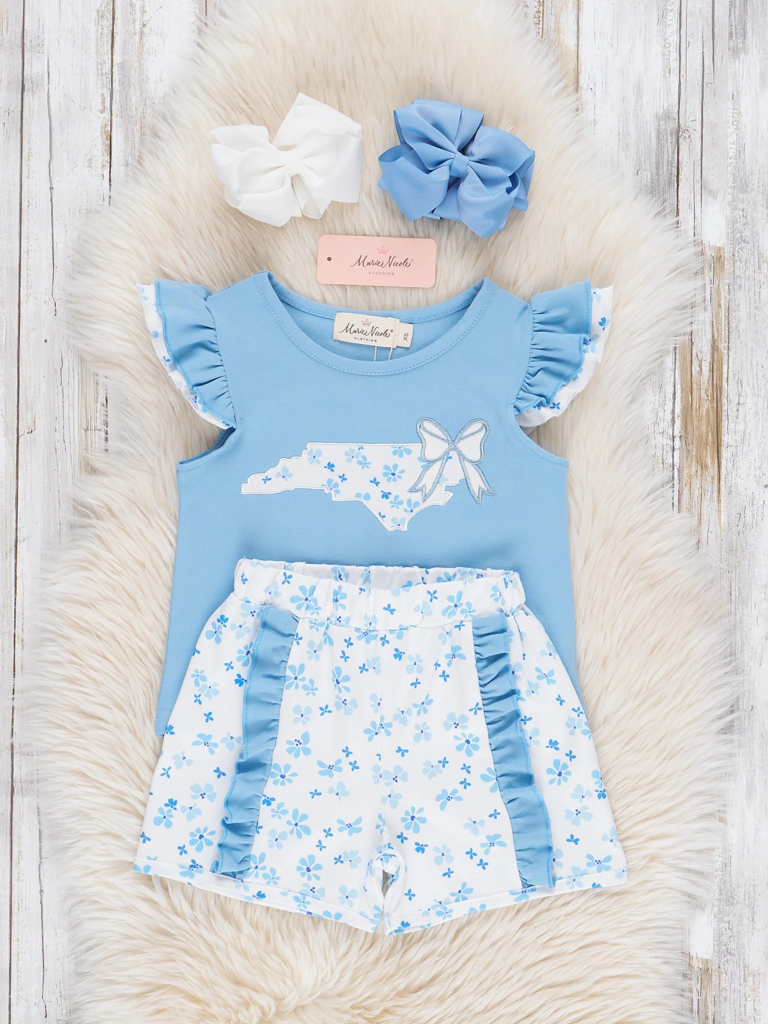 North Carolina Embroidered Floral Ruffle Outfit - Image 3
