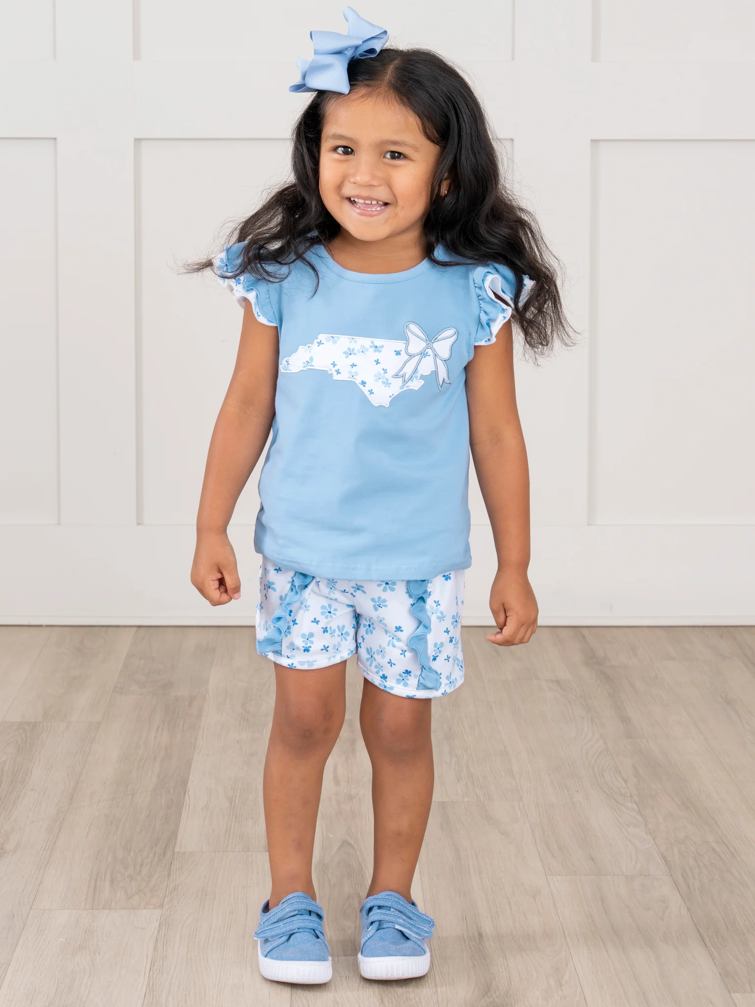 North Carolina Embroidered Floral Ruffle Outfit - Image 5