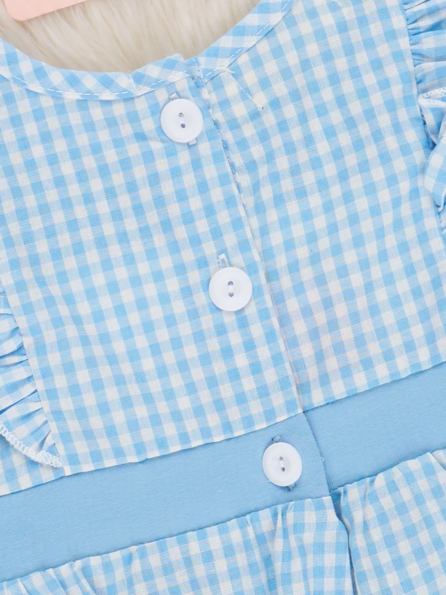 North Carolina Smocked Gingham Bubble Romper - Image 3