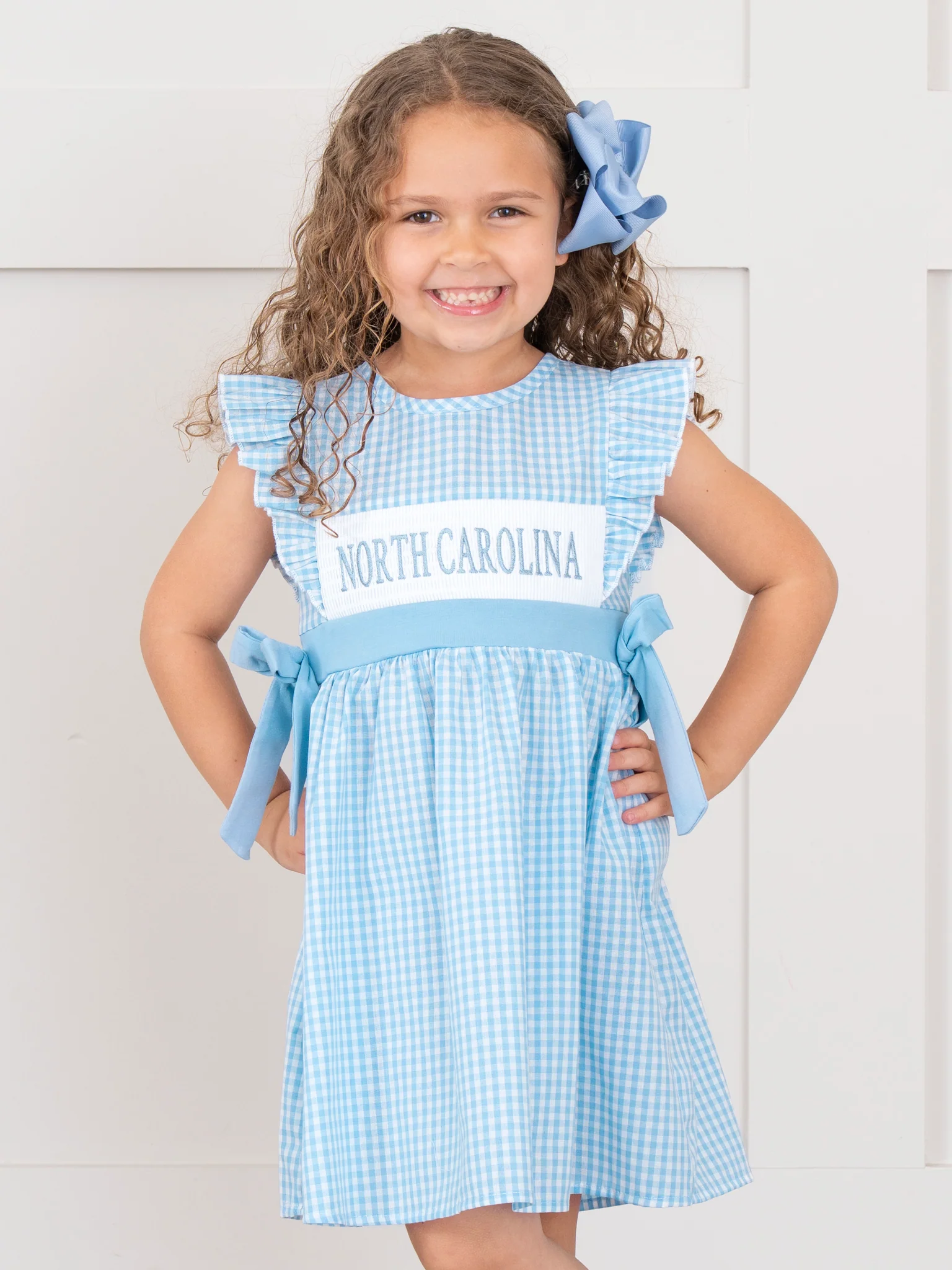 North Carolina Smocked Gingham Dress