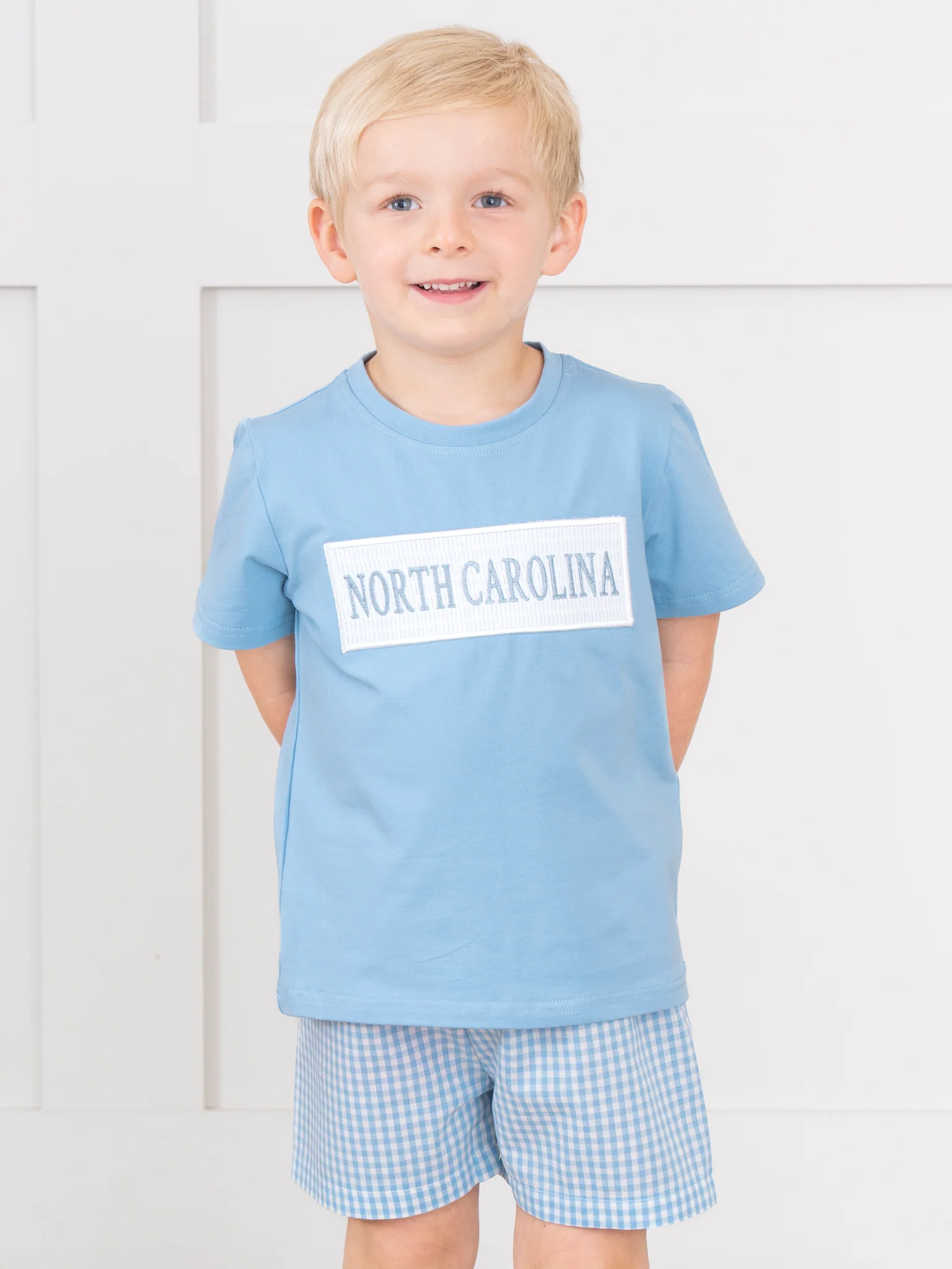 North Carolina Smocked Gingham Outfit