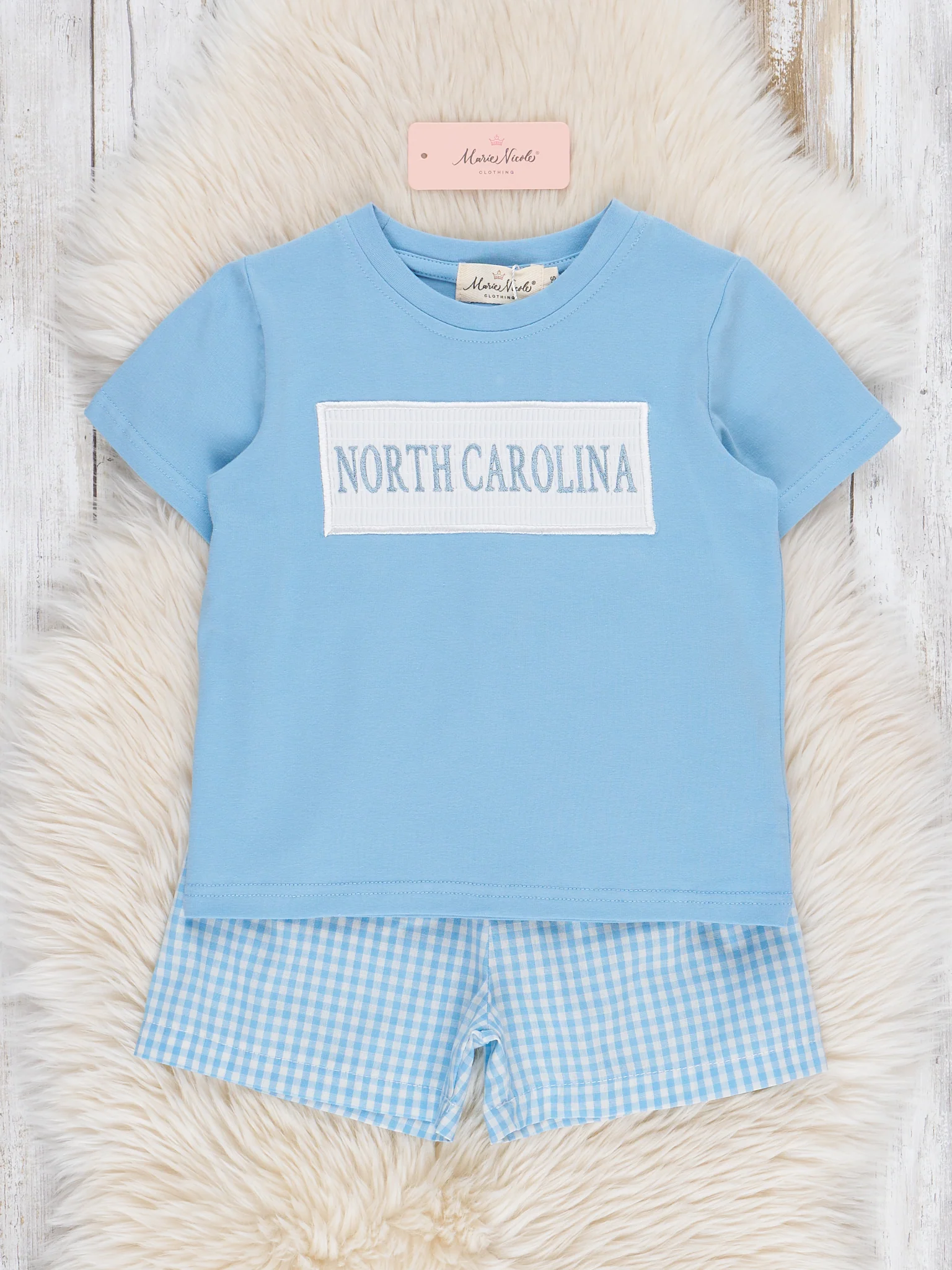North Carolina Smocked Gingham Outfit - Image 2