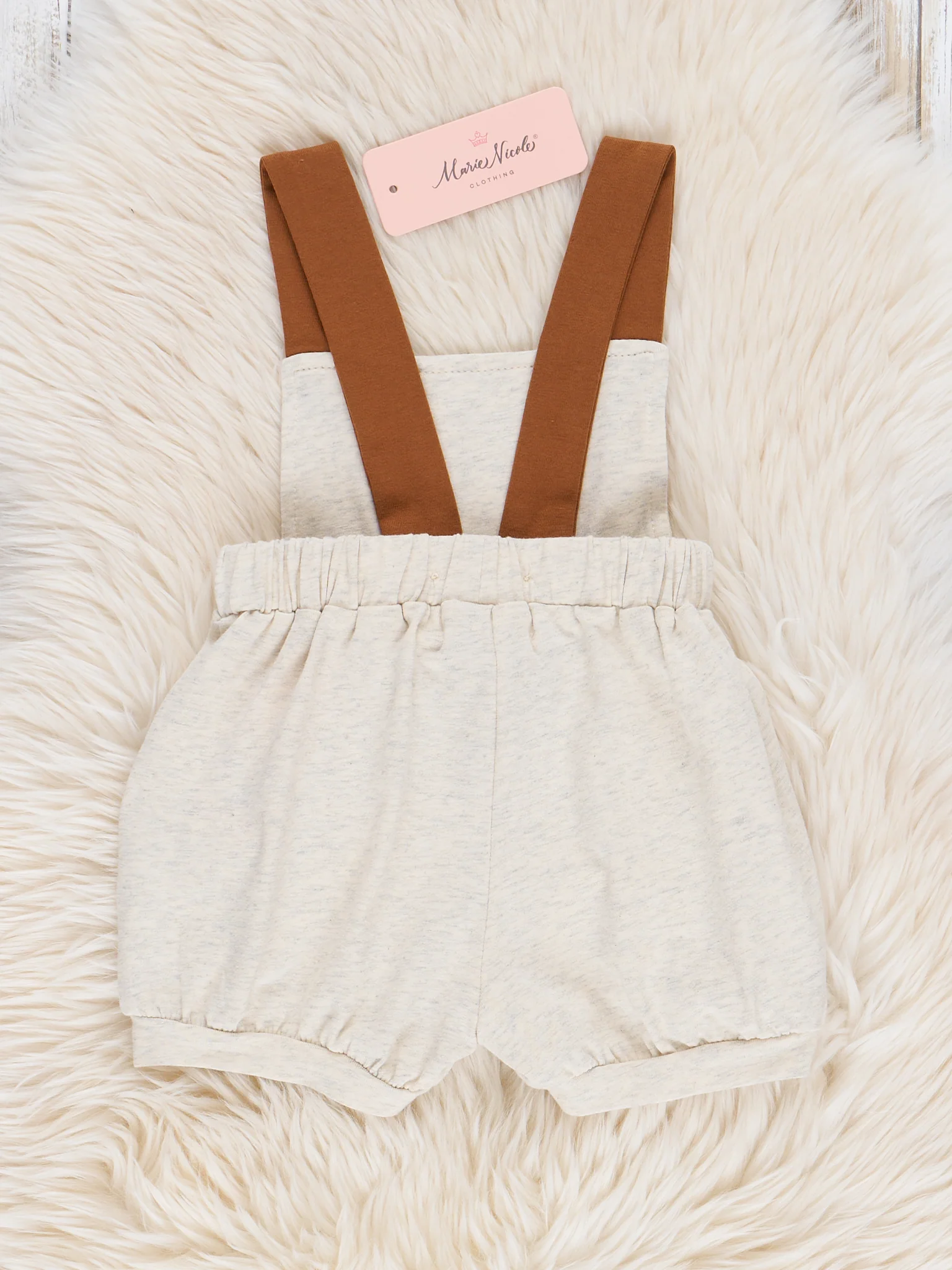 Pleated Overalls - Oatmeal - Image 2