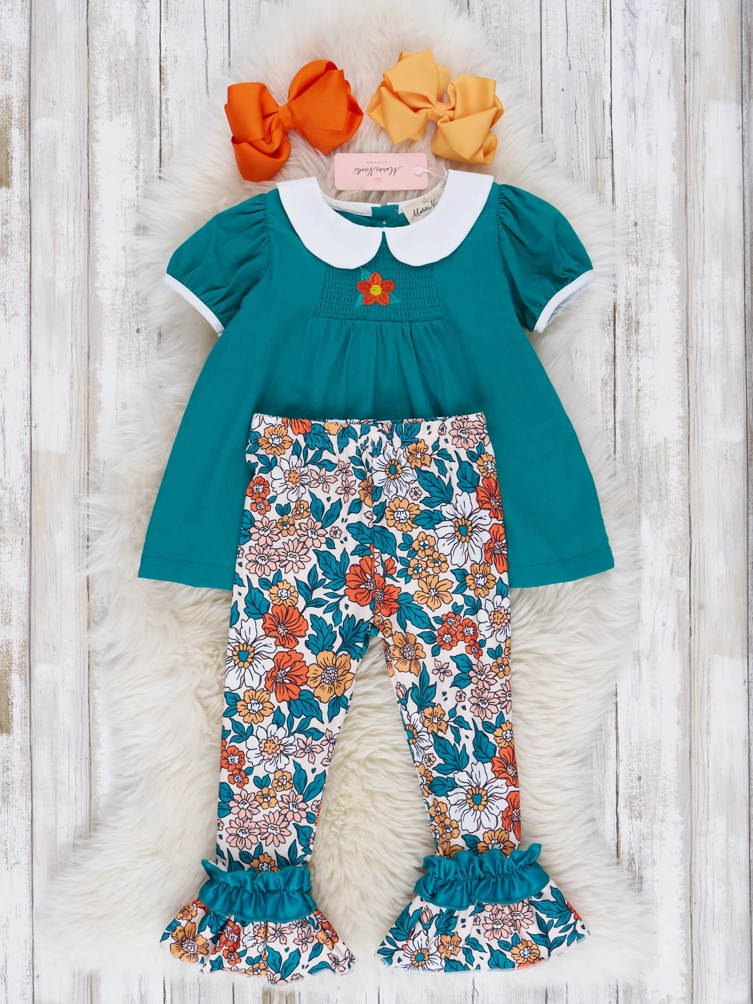 Ocean Blue Floral Ruffle Outfit - Image 2