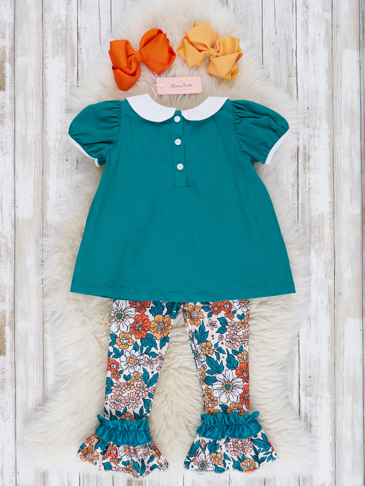 Ocean Blue Floral Ruffle Outfit - Image 3