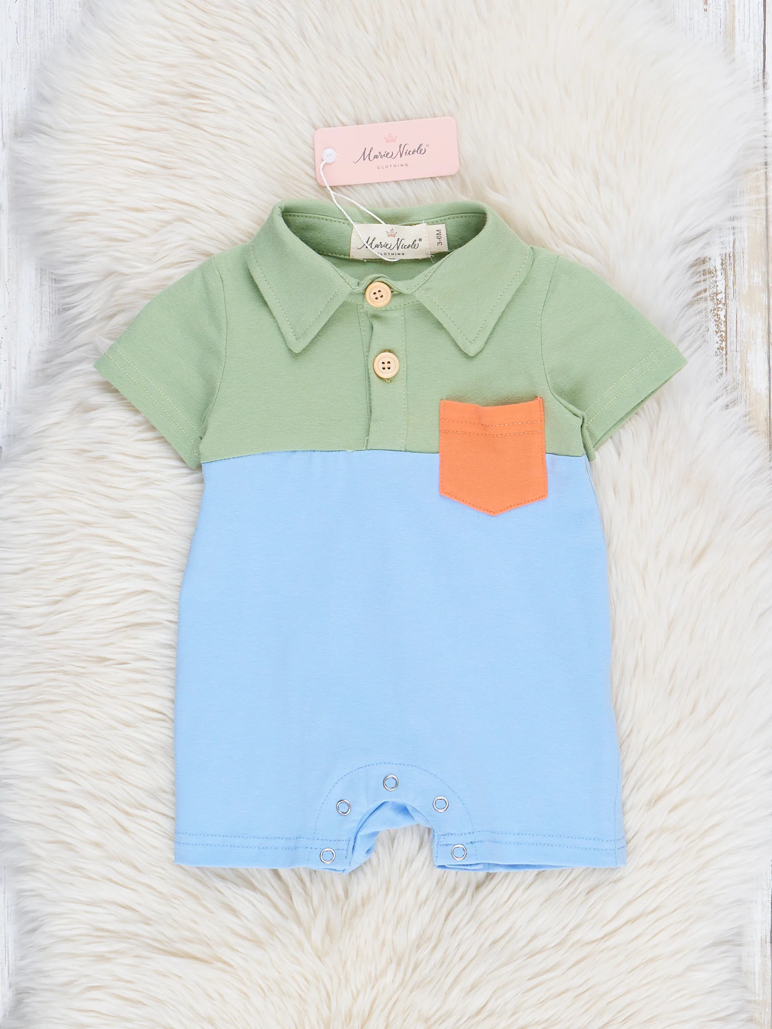 Olive & Blue Pocket Romper