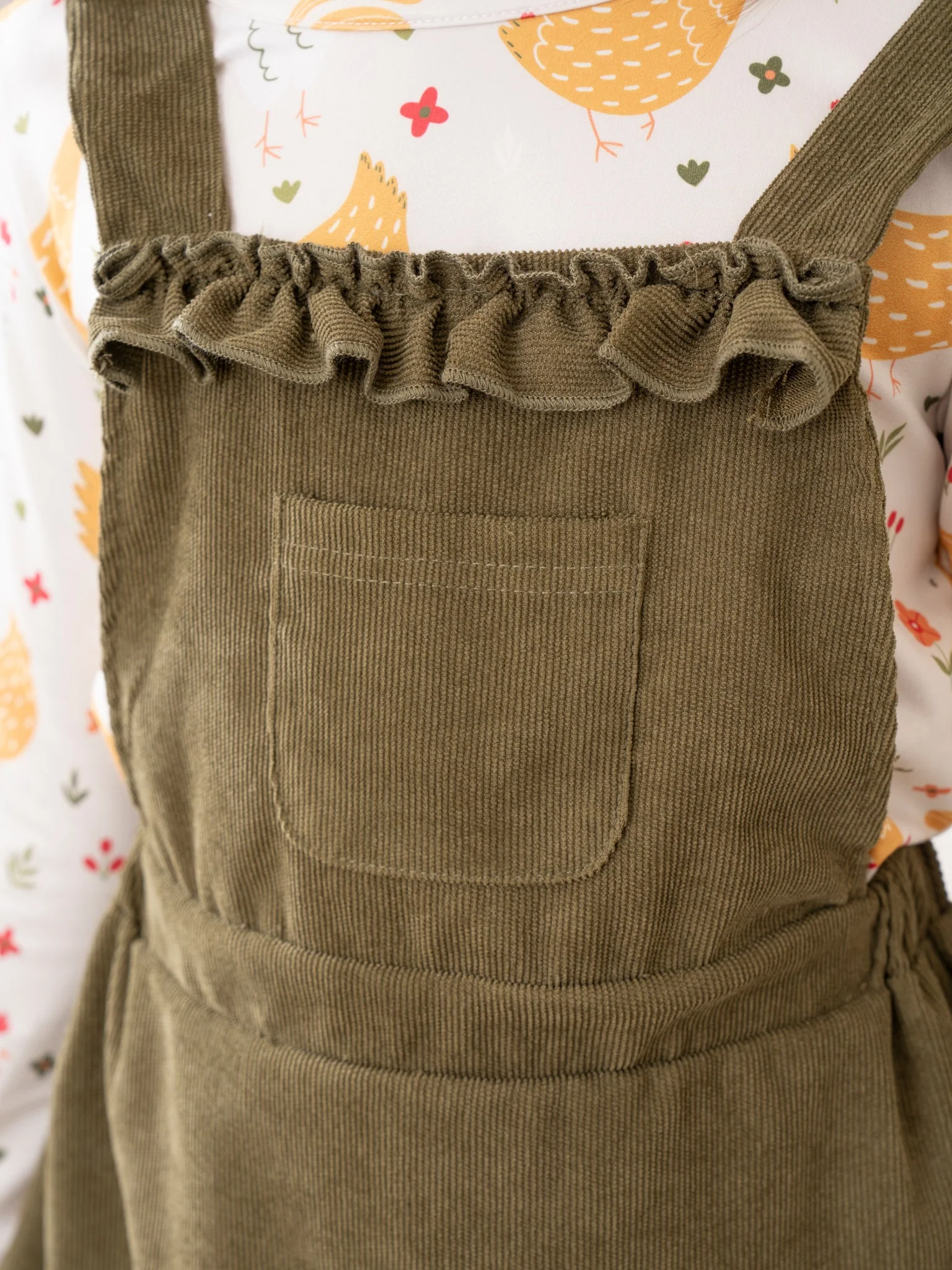 Olive Corduroy Chickens Skirtall Set - Image 6