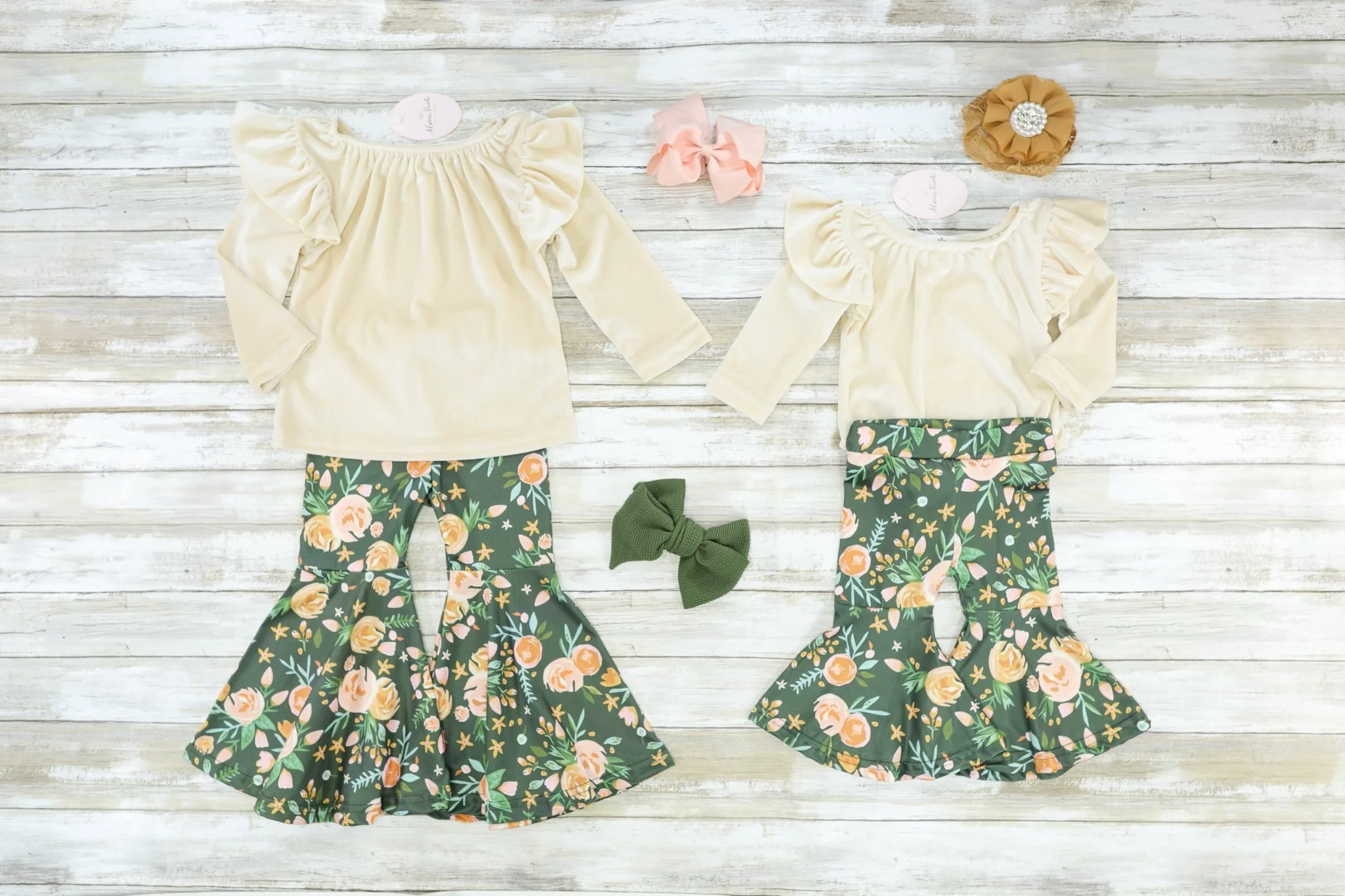 Olive Floral Bell Bottom Outfit - Image 4