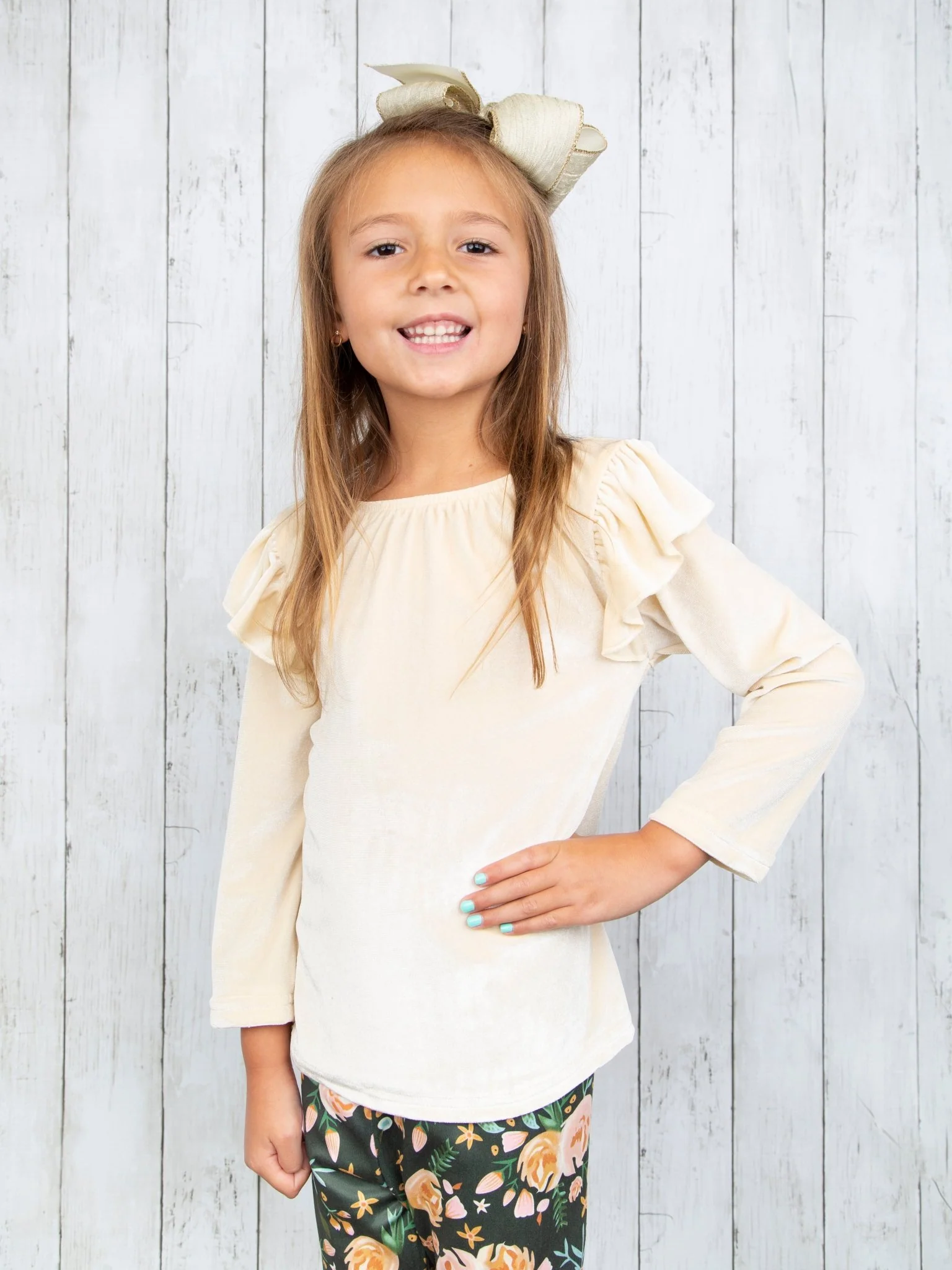 Olive Floral Bell Bottom Outfit - Image 5