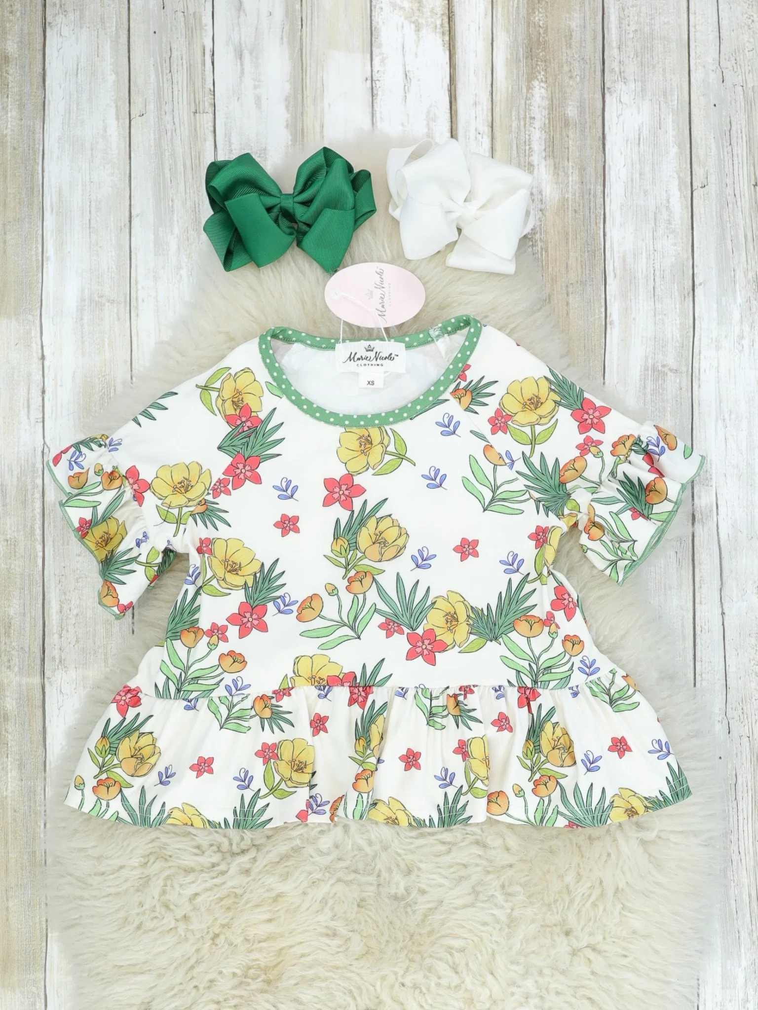 Olive Floral Peplum Top