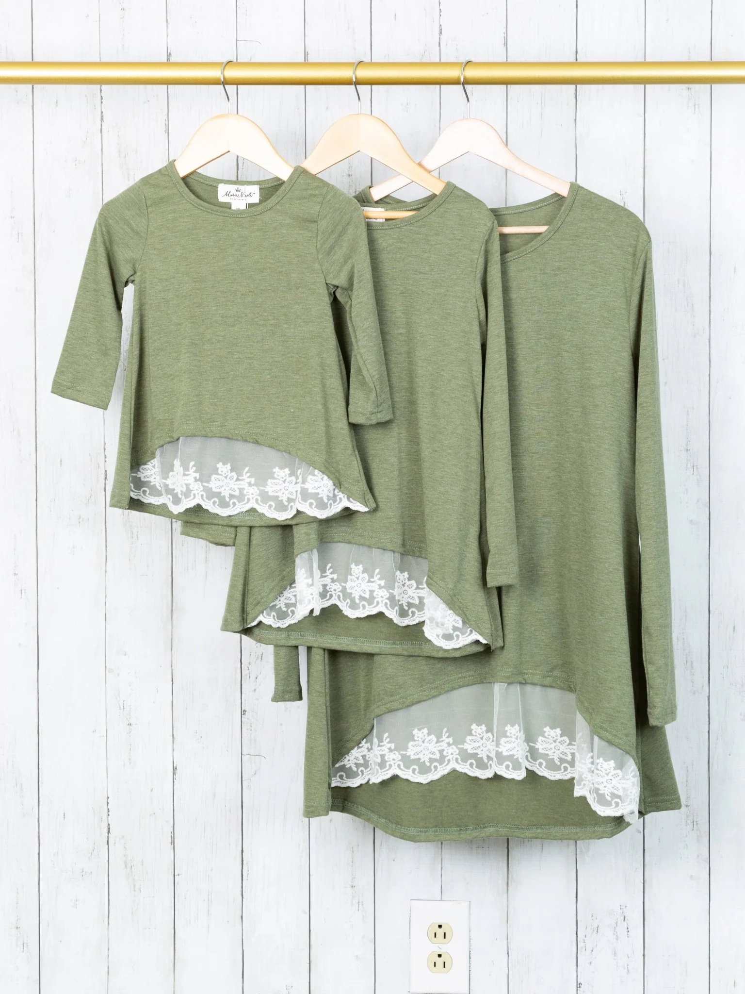 Mom & Me Olive Green Lace Swing Top - Image 3