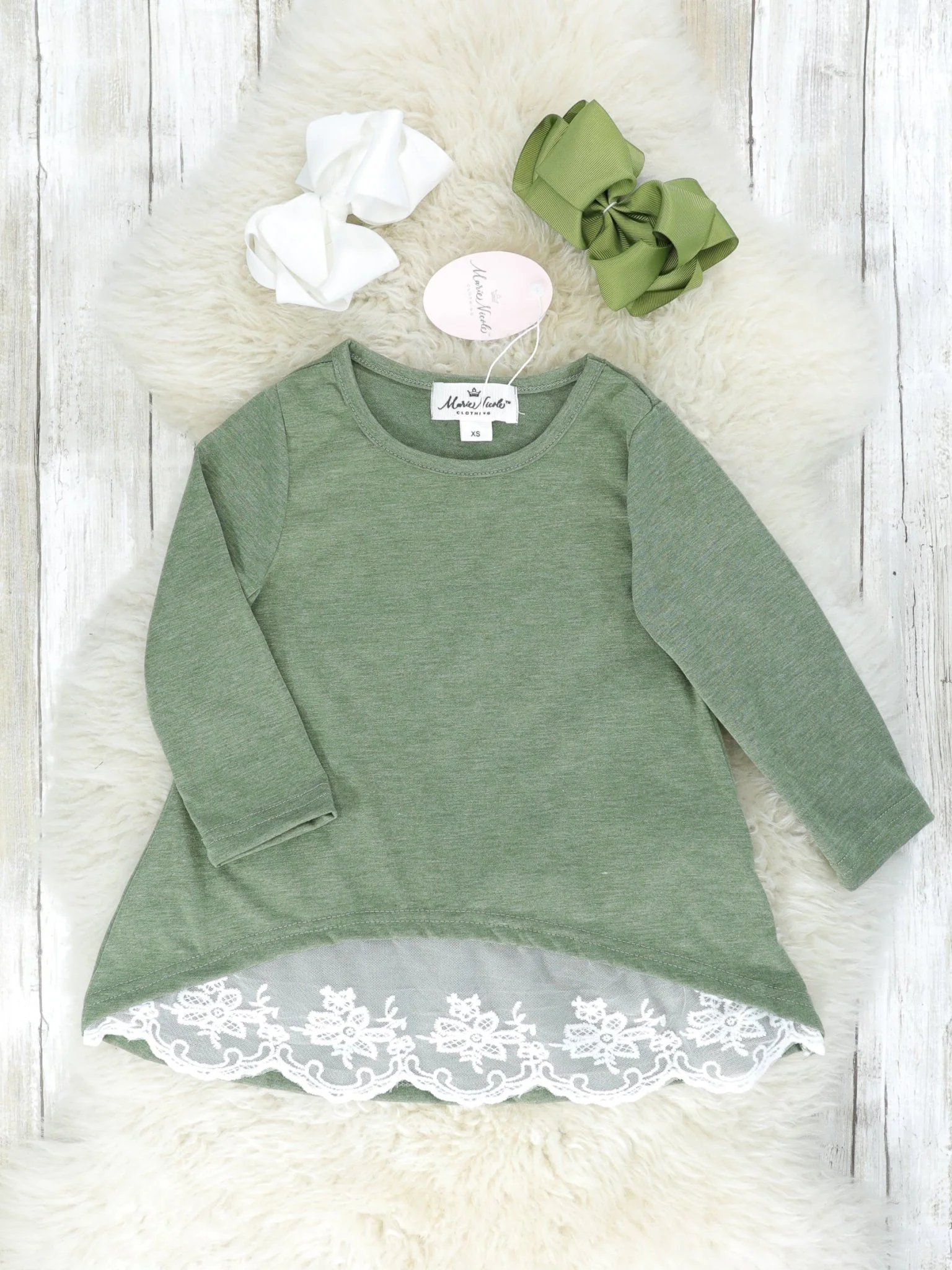 Mom & Me Olive Green Lace Swing Top - Image 4
