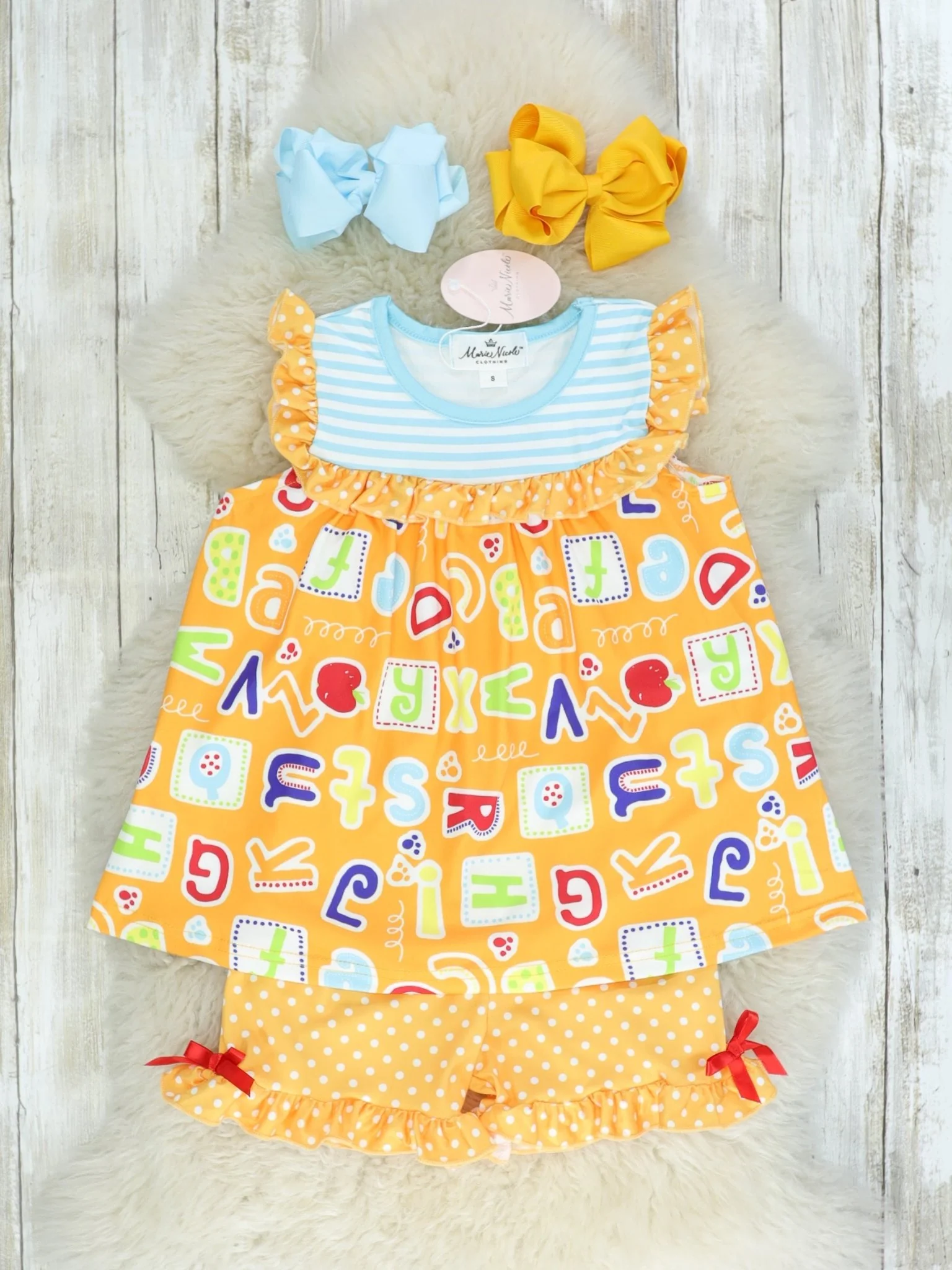 Orange & Blue Alphabet Ruffle Outfit