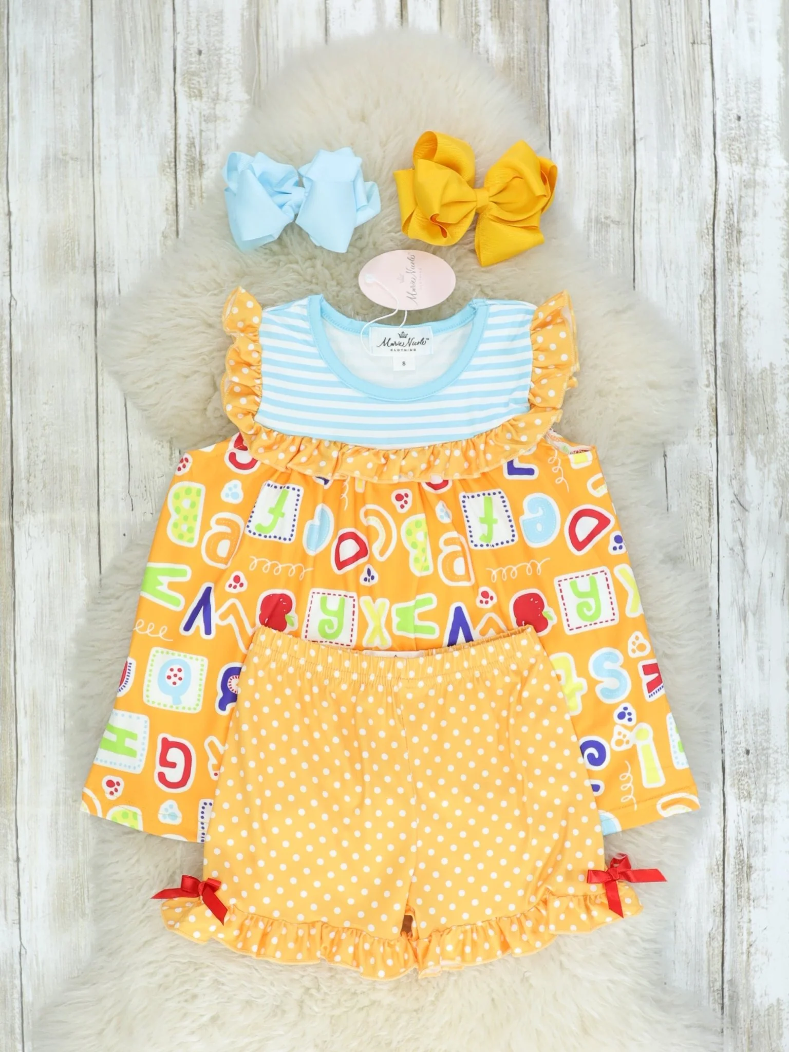 Orange & Blue Alphabet Ruffle Outfit - Image 2