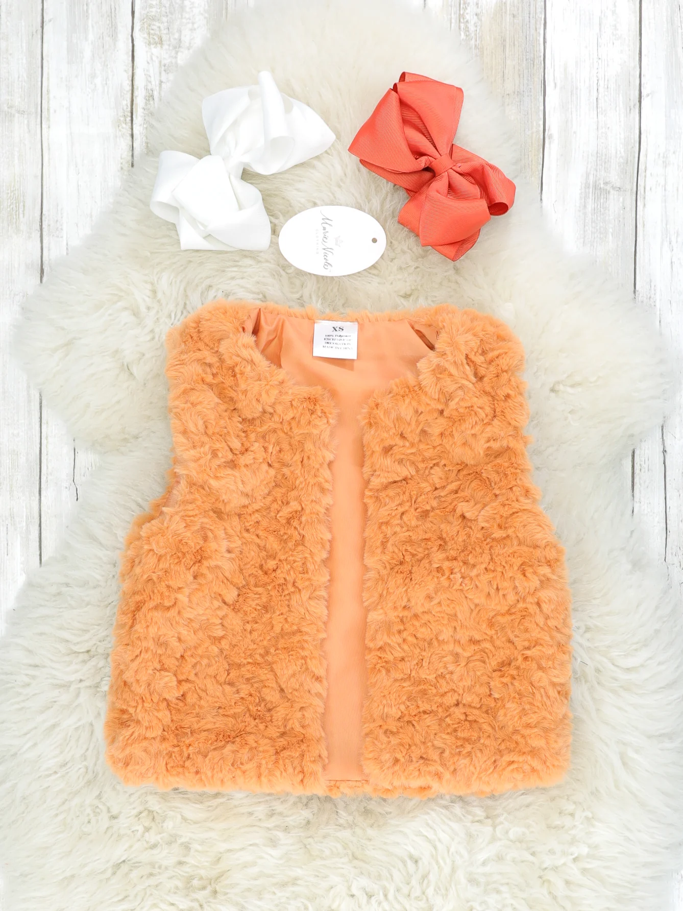 Orange & Cream Pumpkin Dress W/ Vest Outfit - Image 3