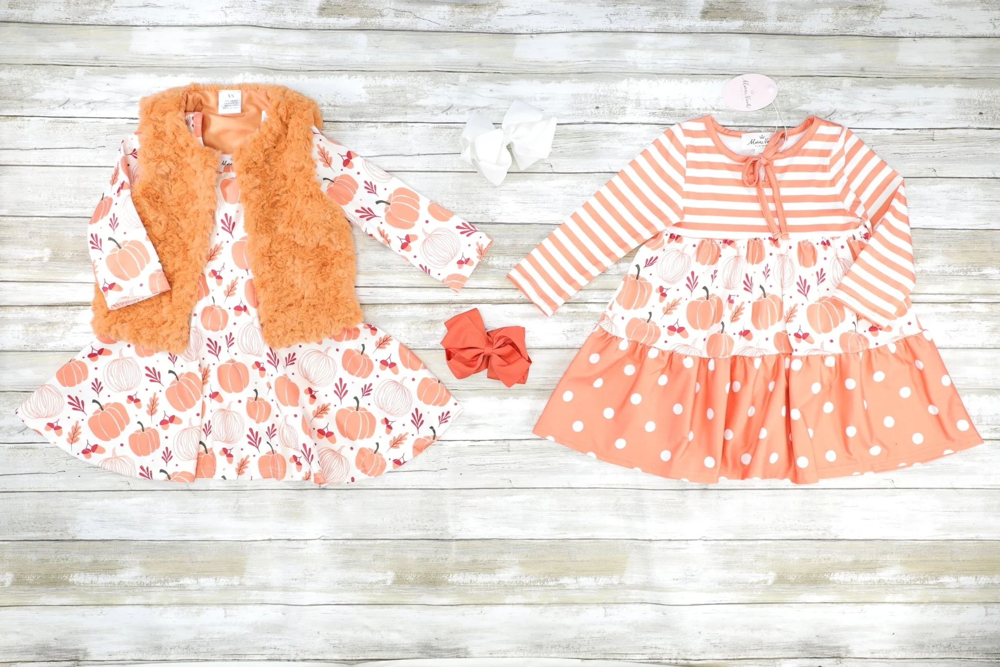 Orange & Cream Pumpkin Tiered Tie Dress - Image 2