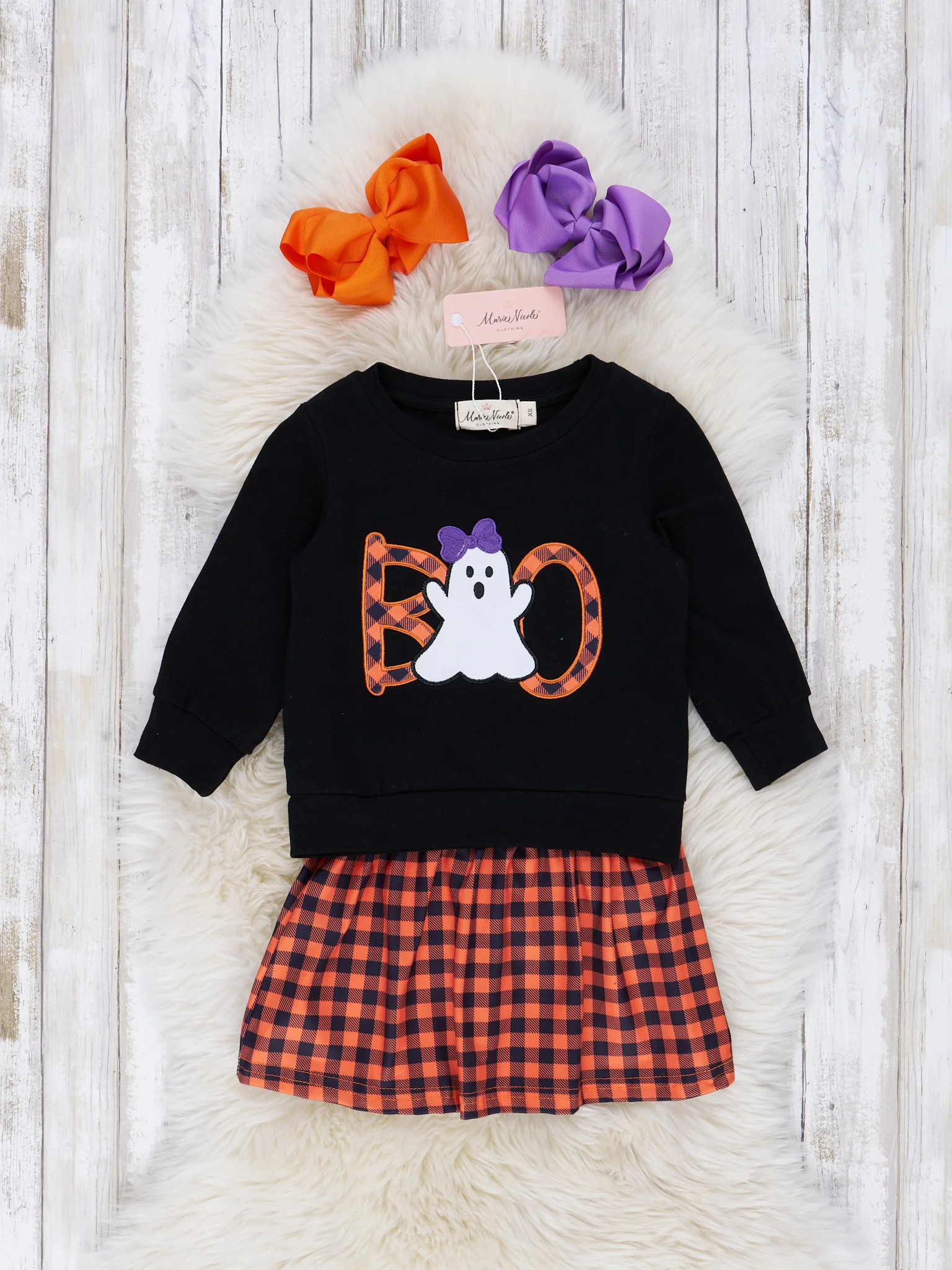 Orange & Black Ghostly Gingham Skirt Outfit