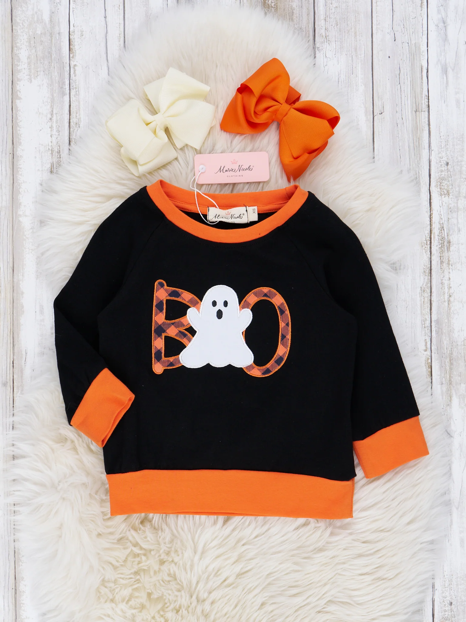Orange & Black Ghostly Gingham Top