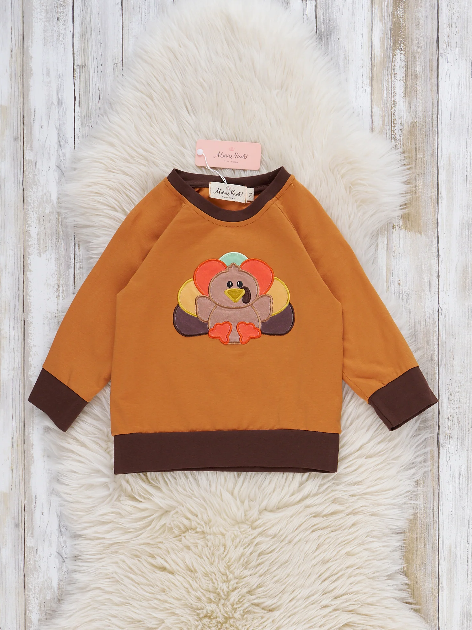 Orange & Brown Embroidered Turkey Shirt