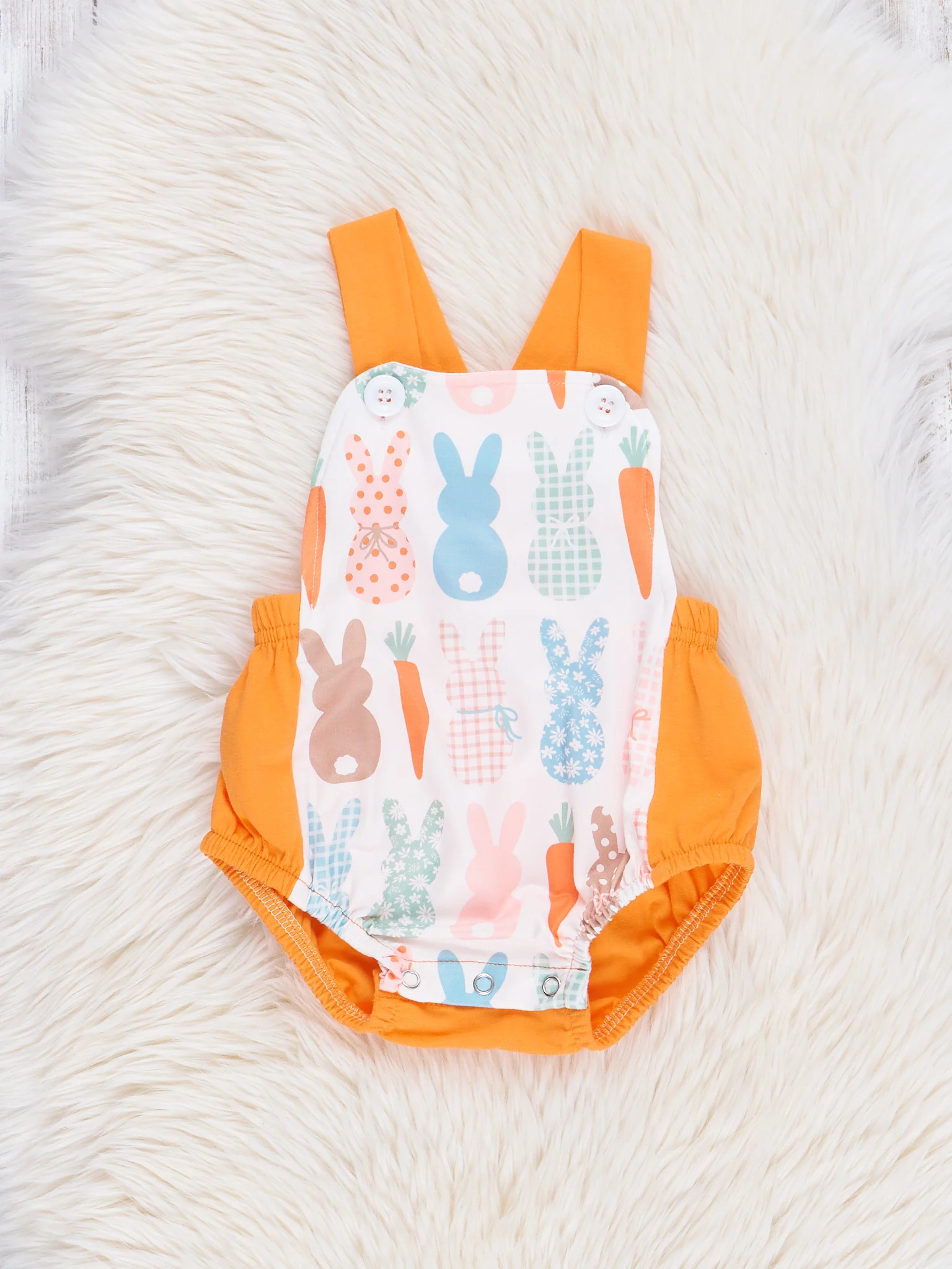 Orange Bunny Party Bubble Romper