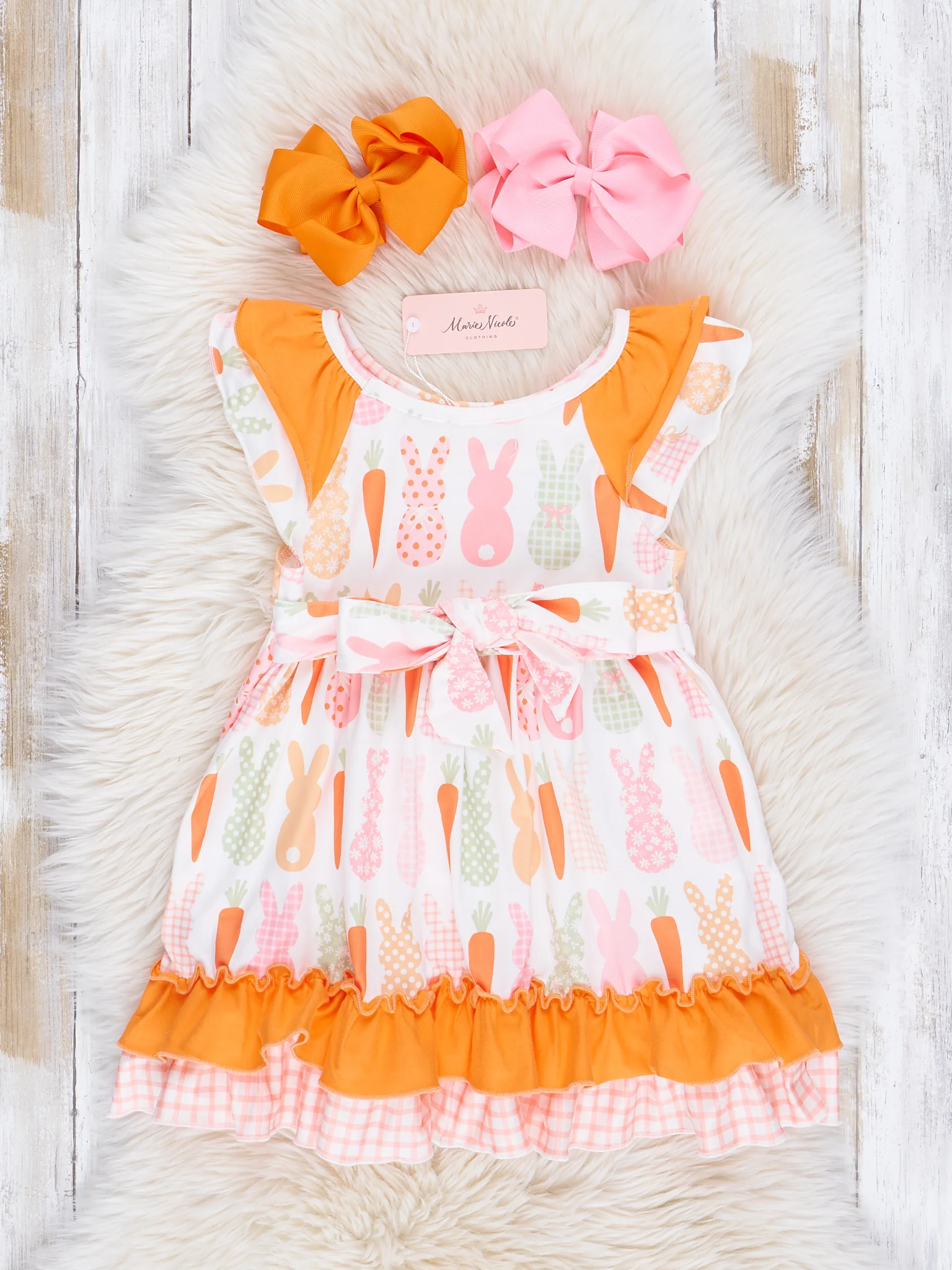 Orange Bunny Party Ruffle Dress - Image 2