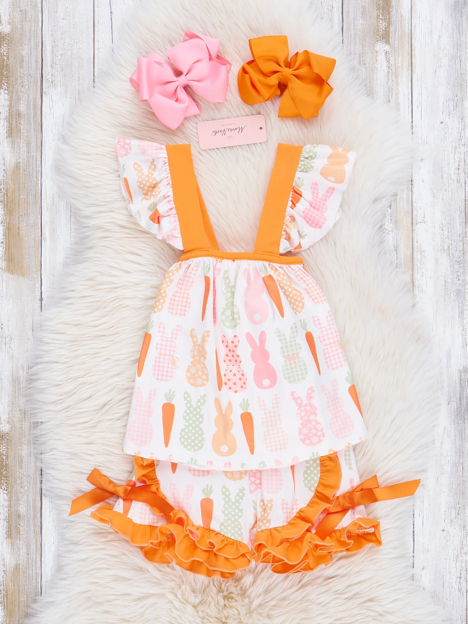 Orange Bunny Party Ruffle Outfit