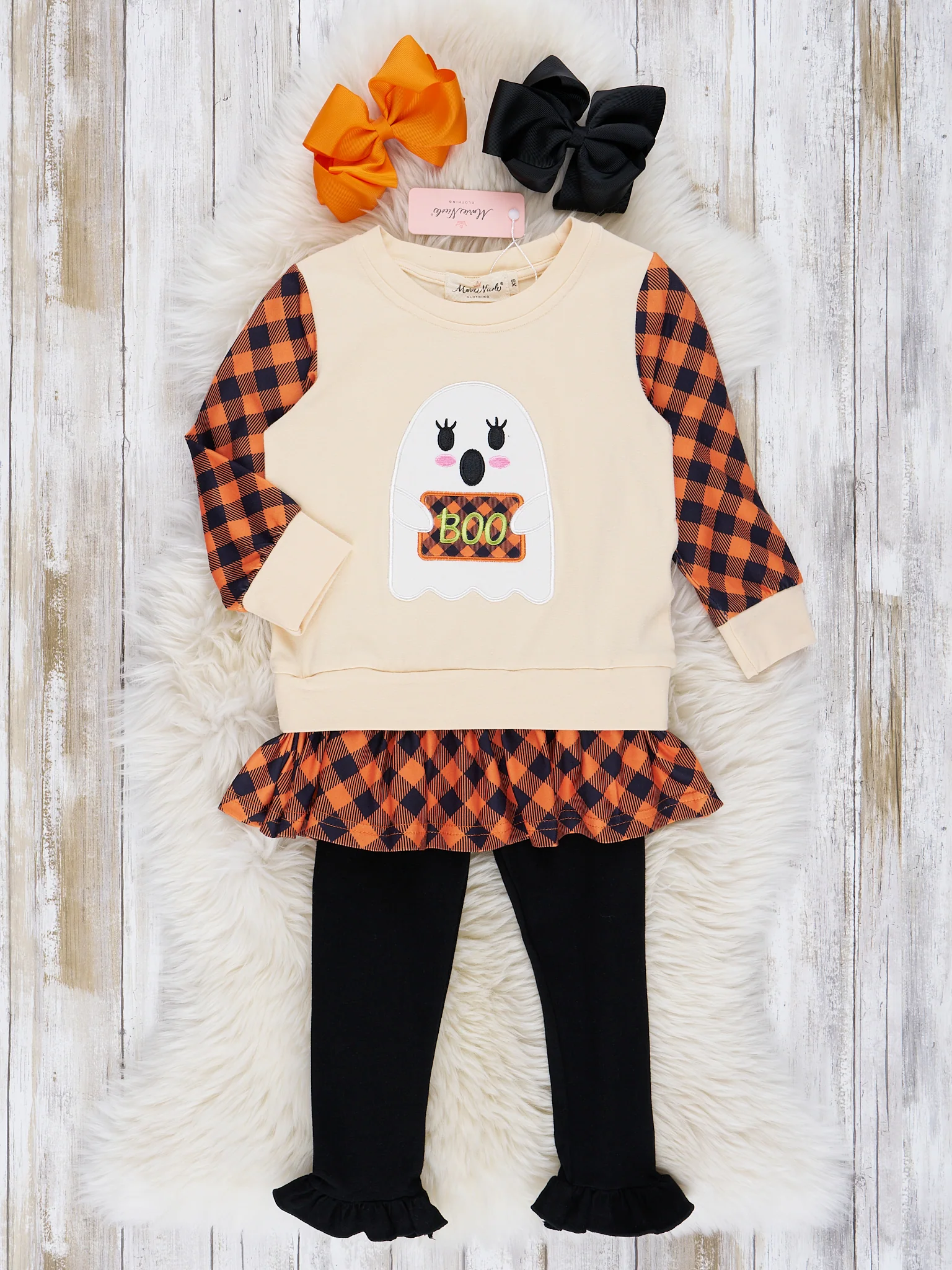 Orange Cream & Black Plaid Ghost Outfit - Image 2