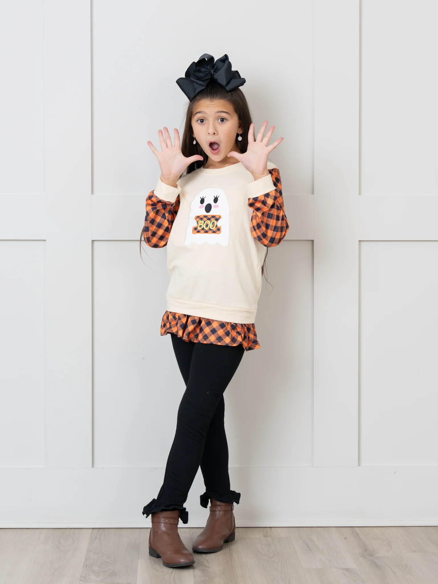 Orange Cream & Black Plaid Ghost Outfit - Image 3