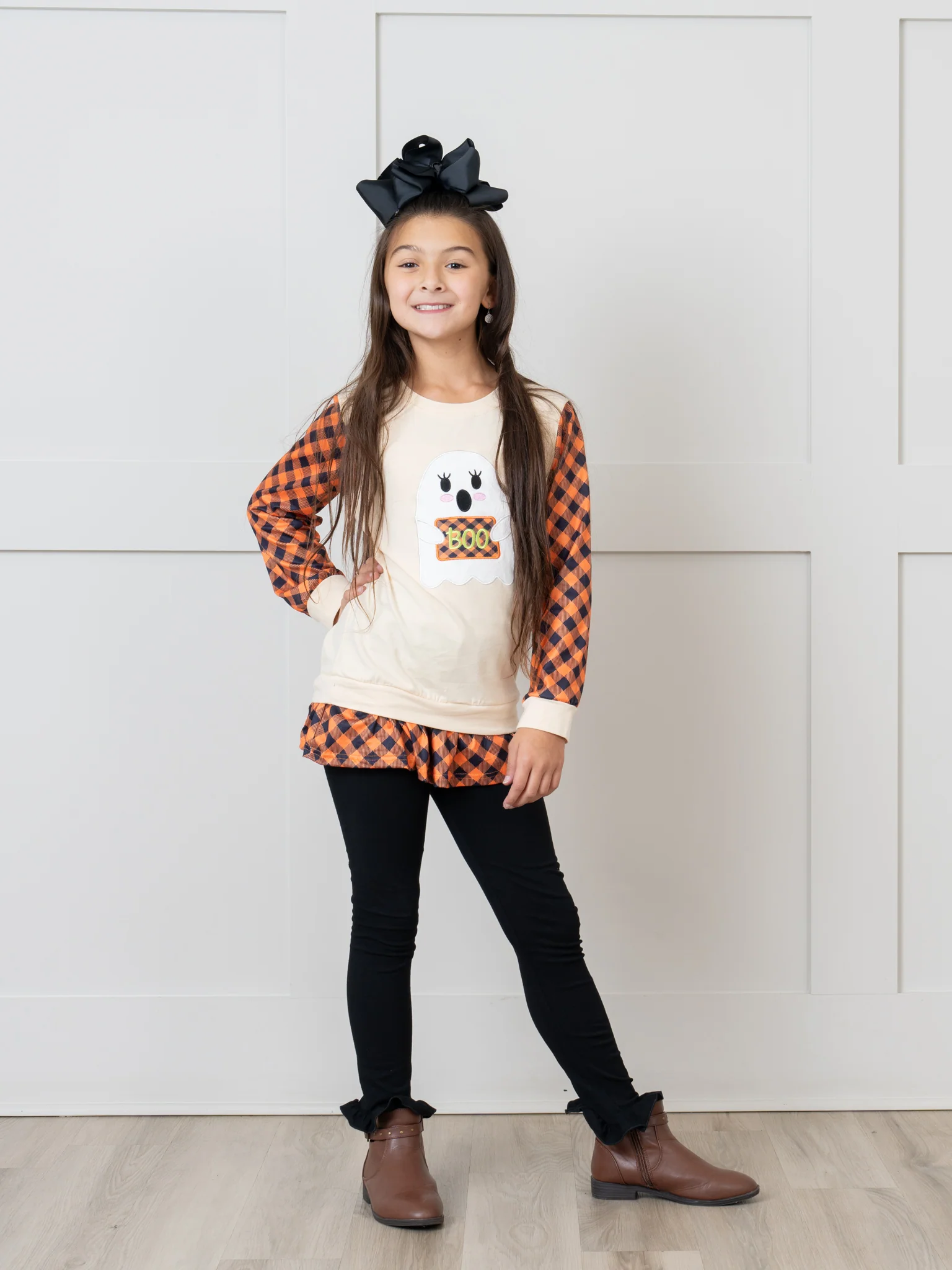 Orange Cream & Black Plaid Ghost Outfit - Image 4