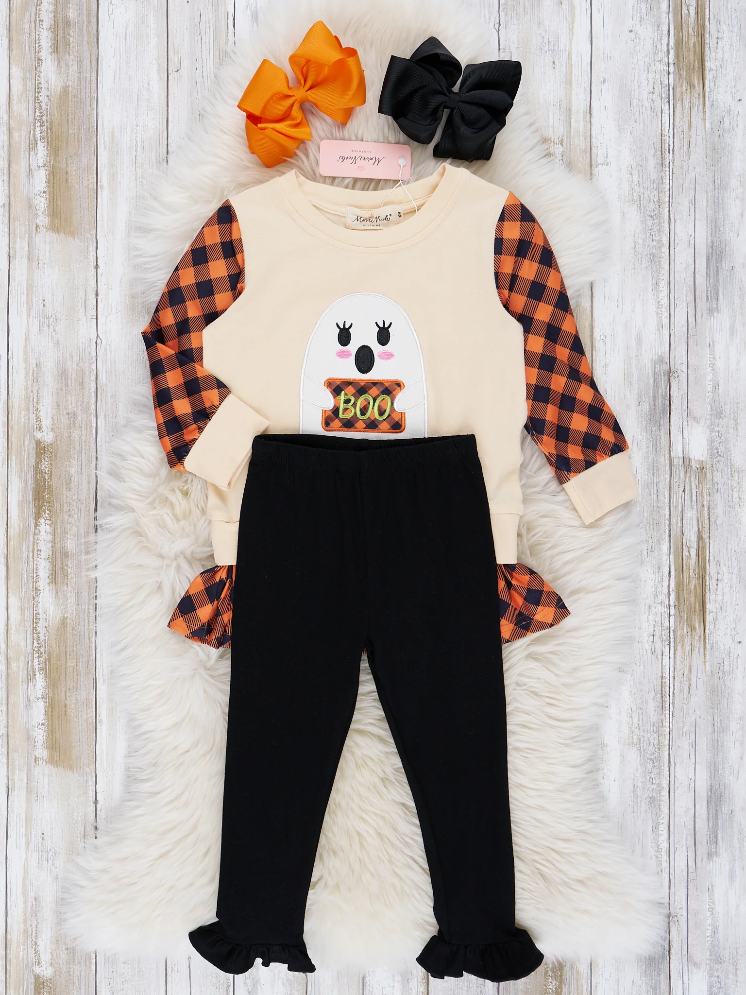 Orange Cream & Black Plaid Ghost Outfit - Image 5