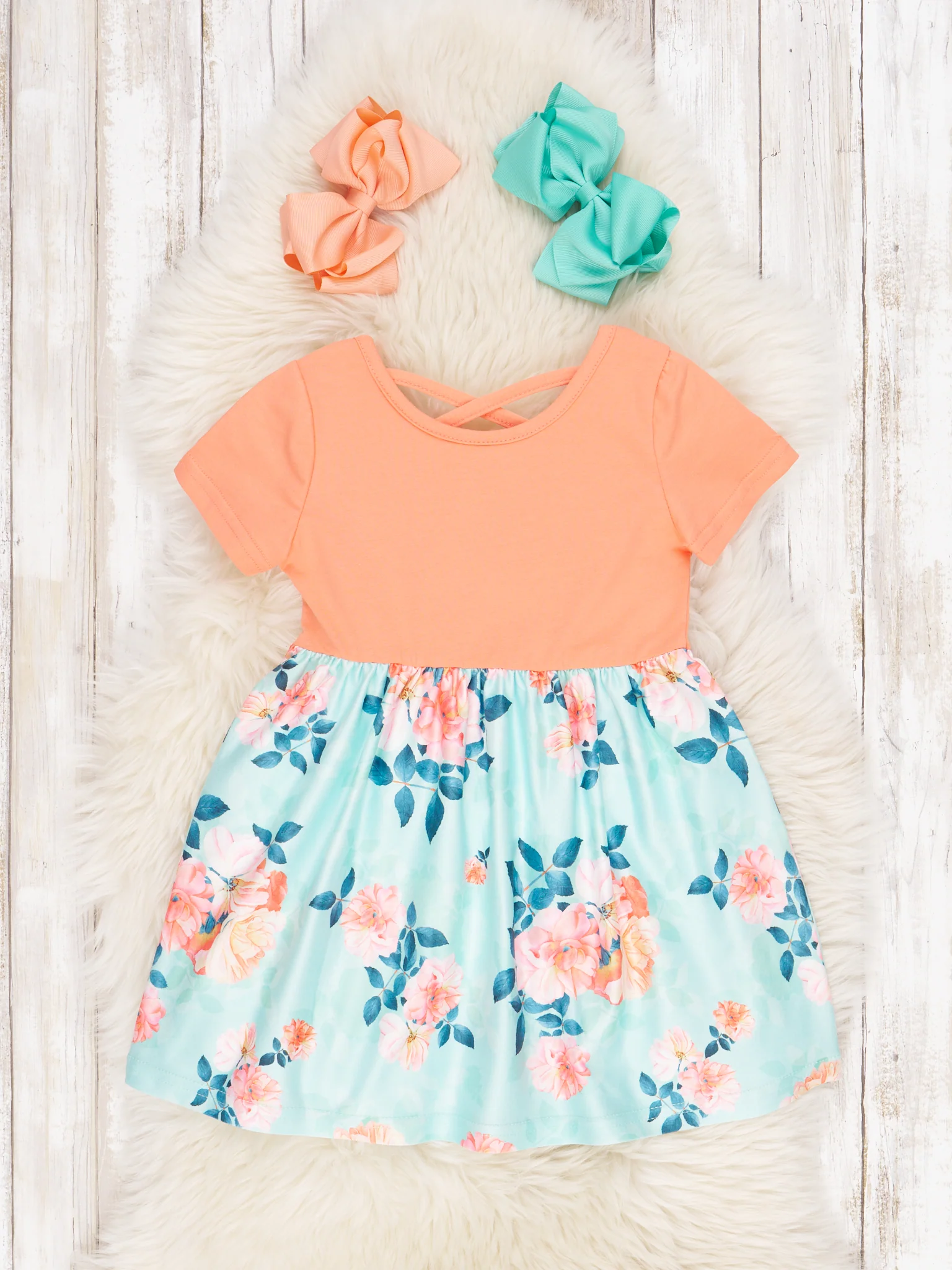 Orange Floral Criss Cross Dress
