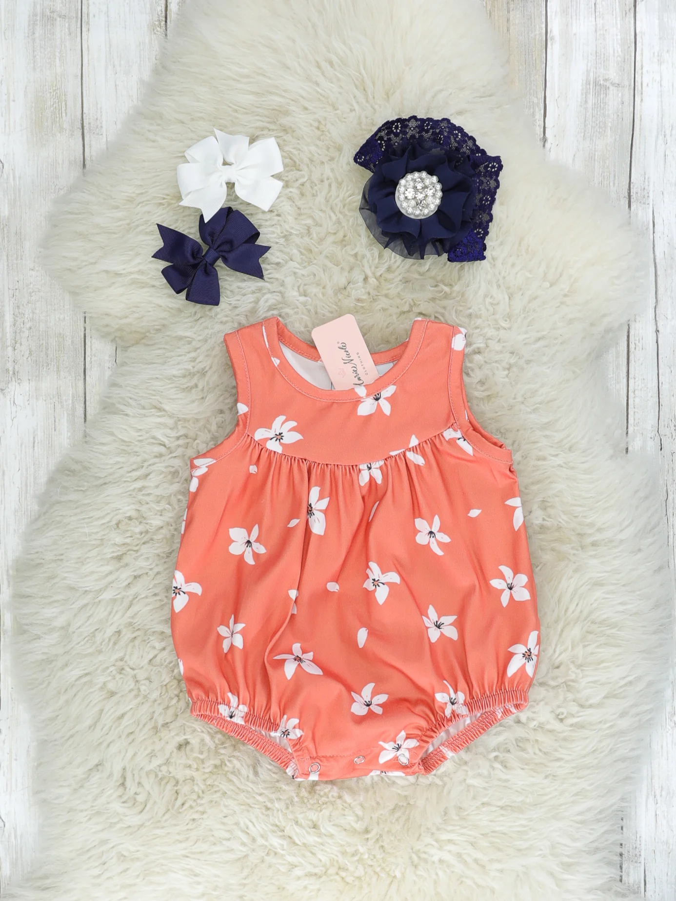 Dark Coral Floral Tank Bubble Romper