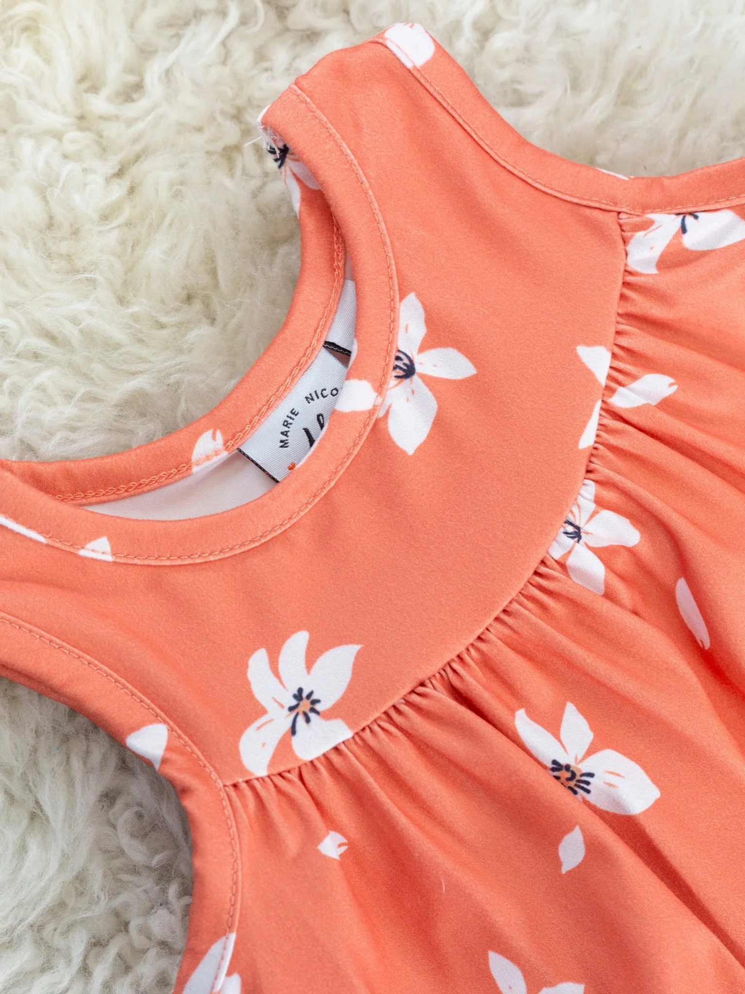 Dark Coral Floral Tank Bubble Romper - Image 2