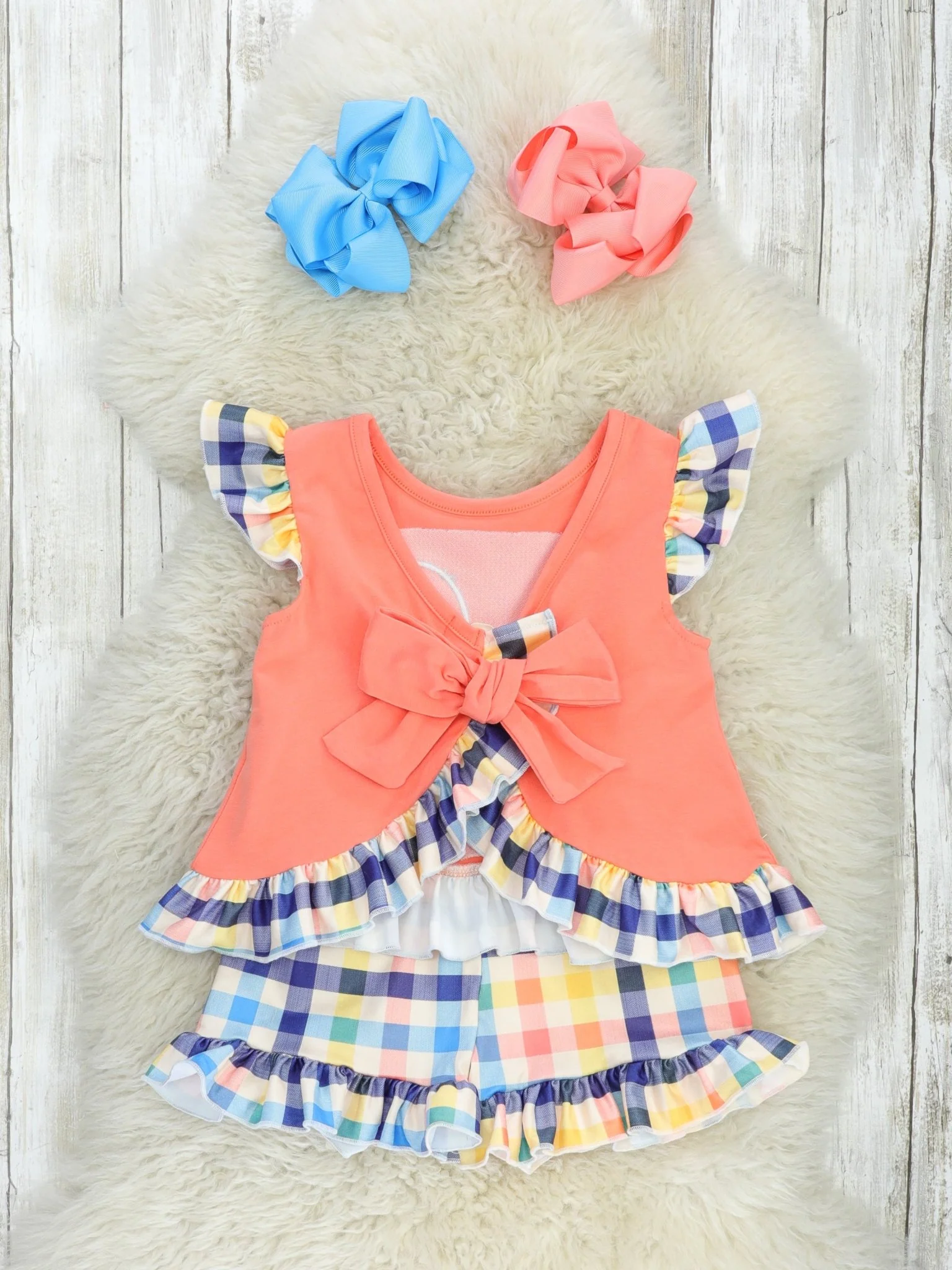 Orange Gingham Chicken Ruffle Outfit - Image 2